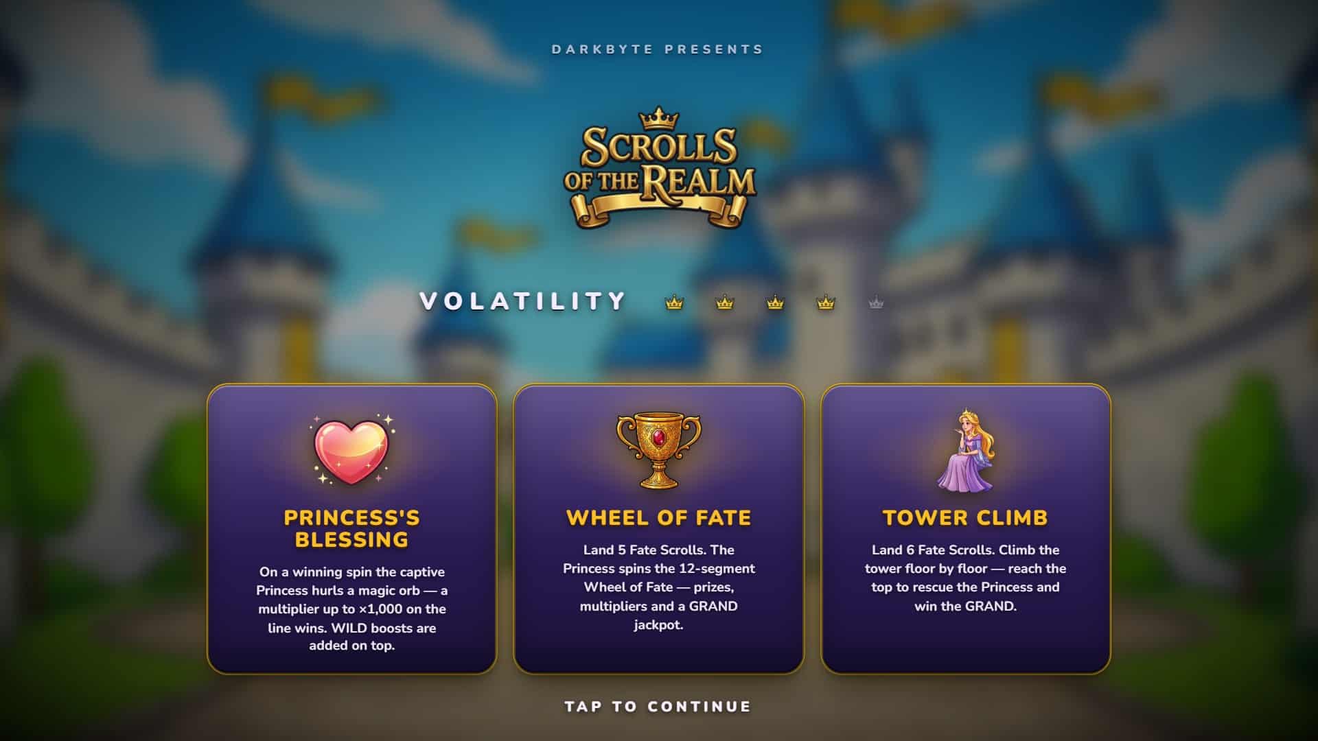 Scrolls of the Realm slot intro screen