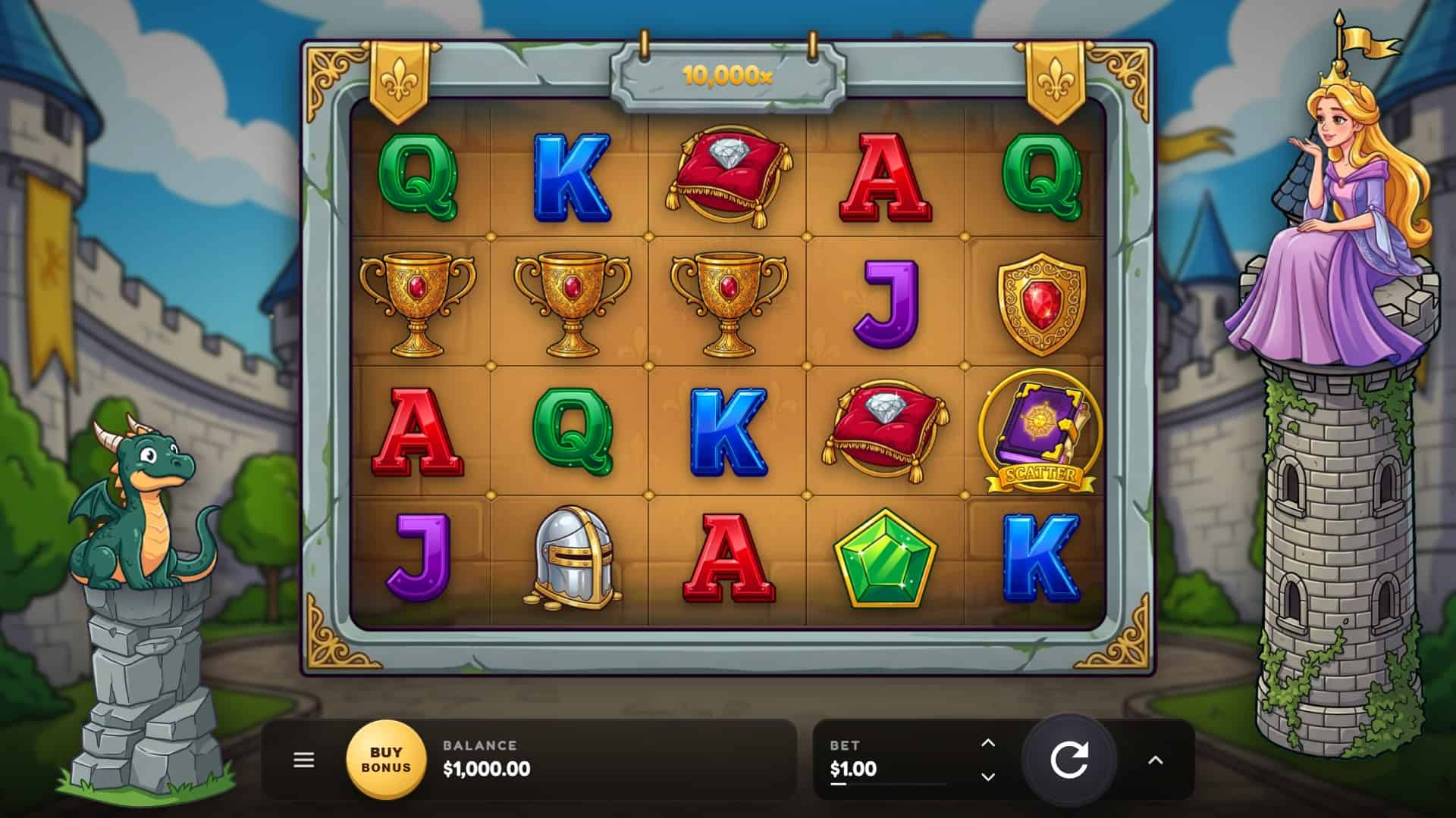 Scrolls of the Realm slot gameplay reels