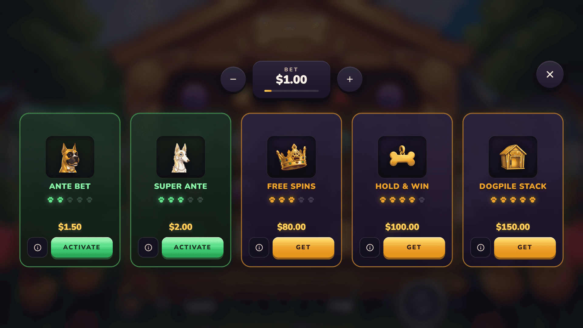 Spot the top dog bonus buy menu