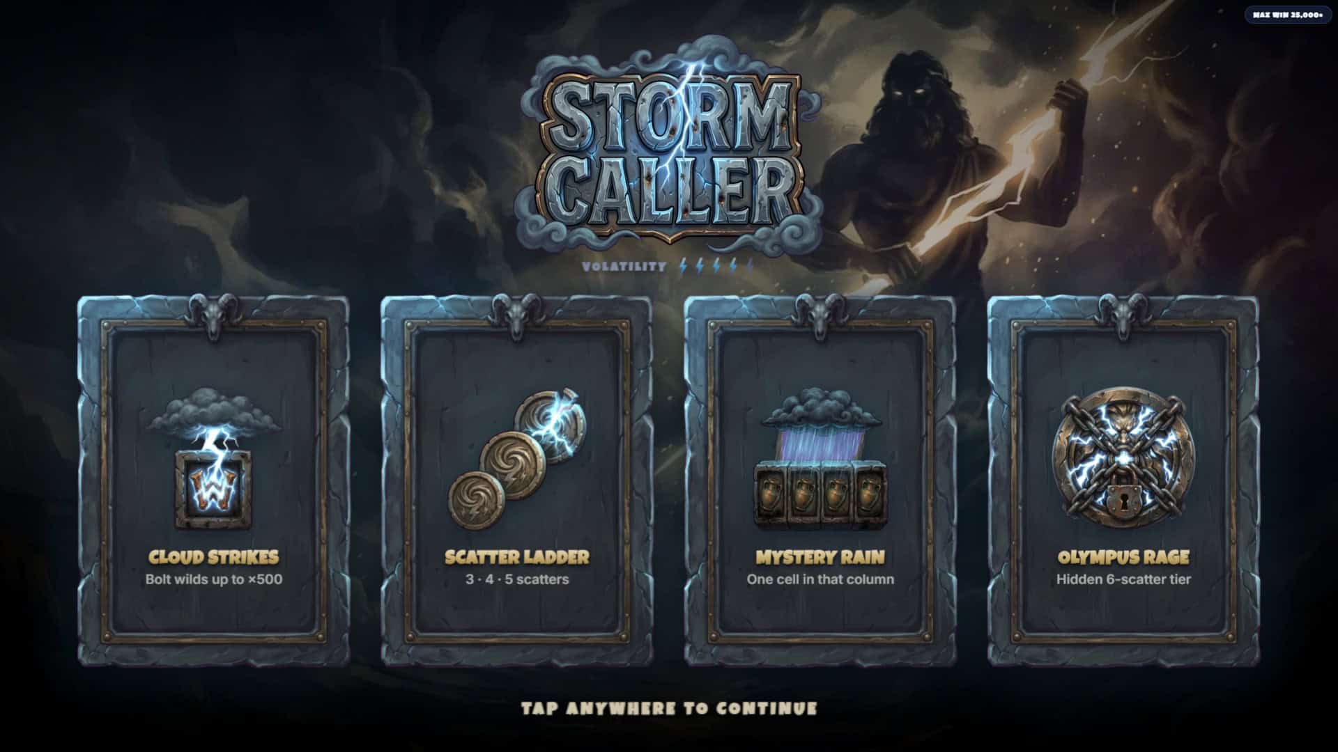 Storm Caller slot intro screen