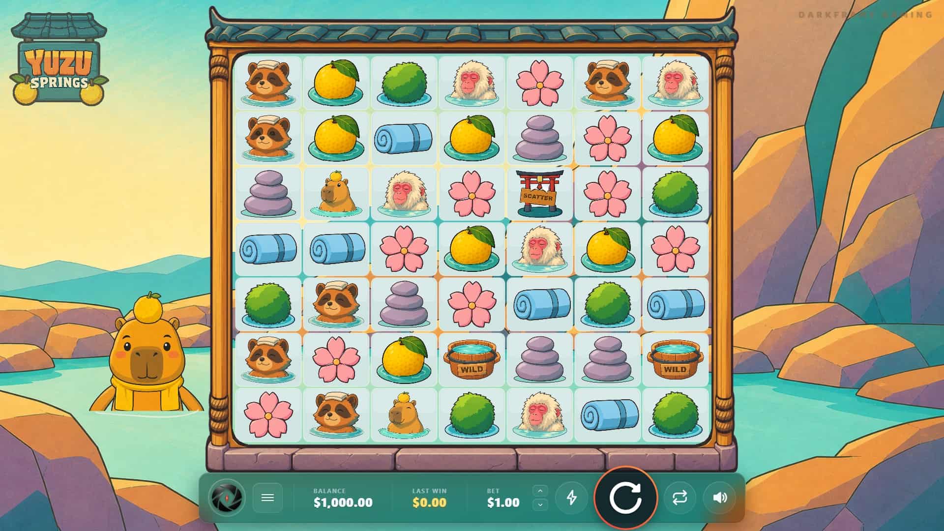 Yuzu Springs slot gameplay reels