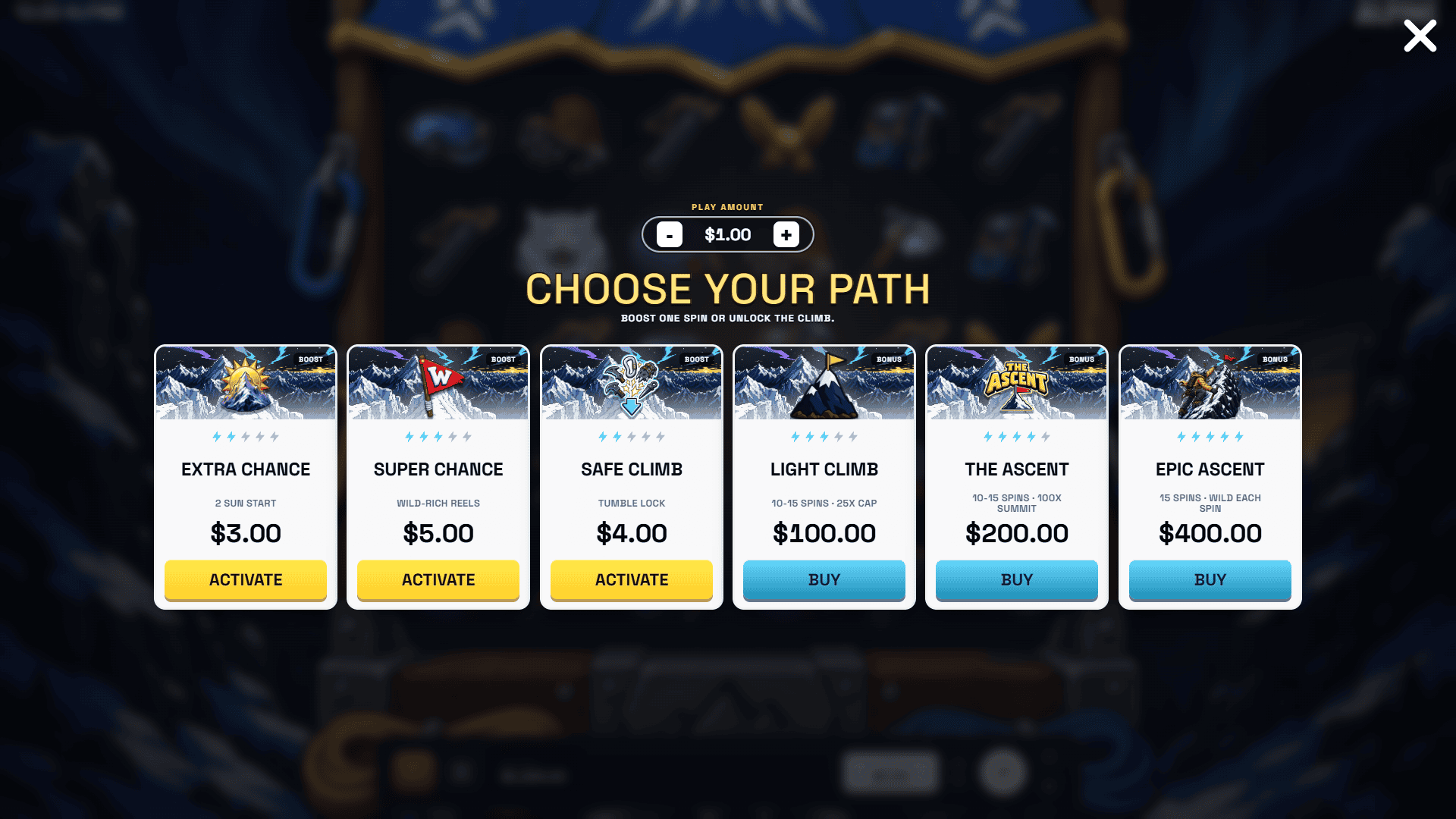 Alpine bonus buy menu