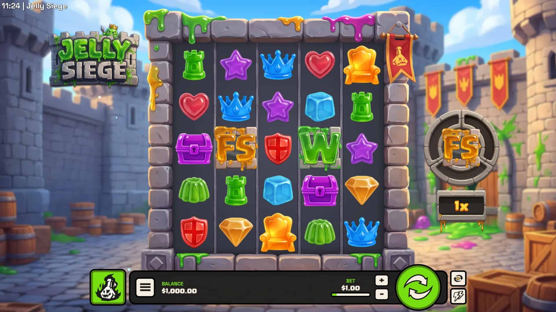 Jelly Siege slot gameplay reels