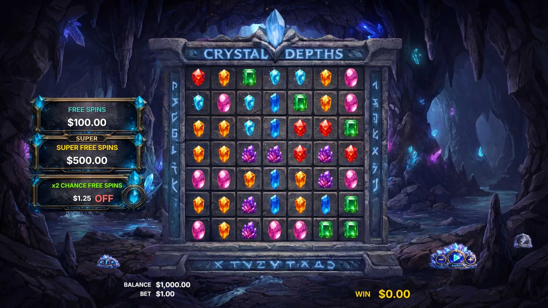 Crystal Depth slot gameplay reels