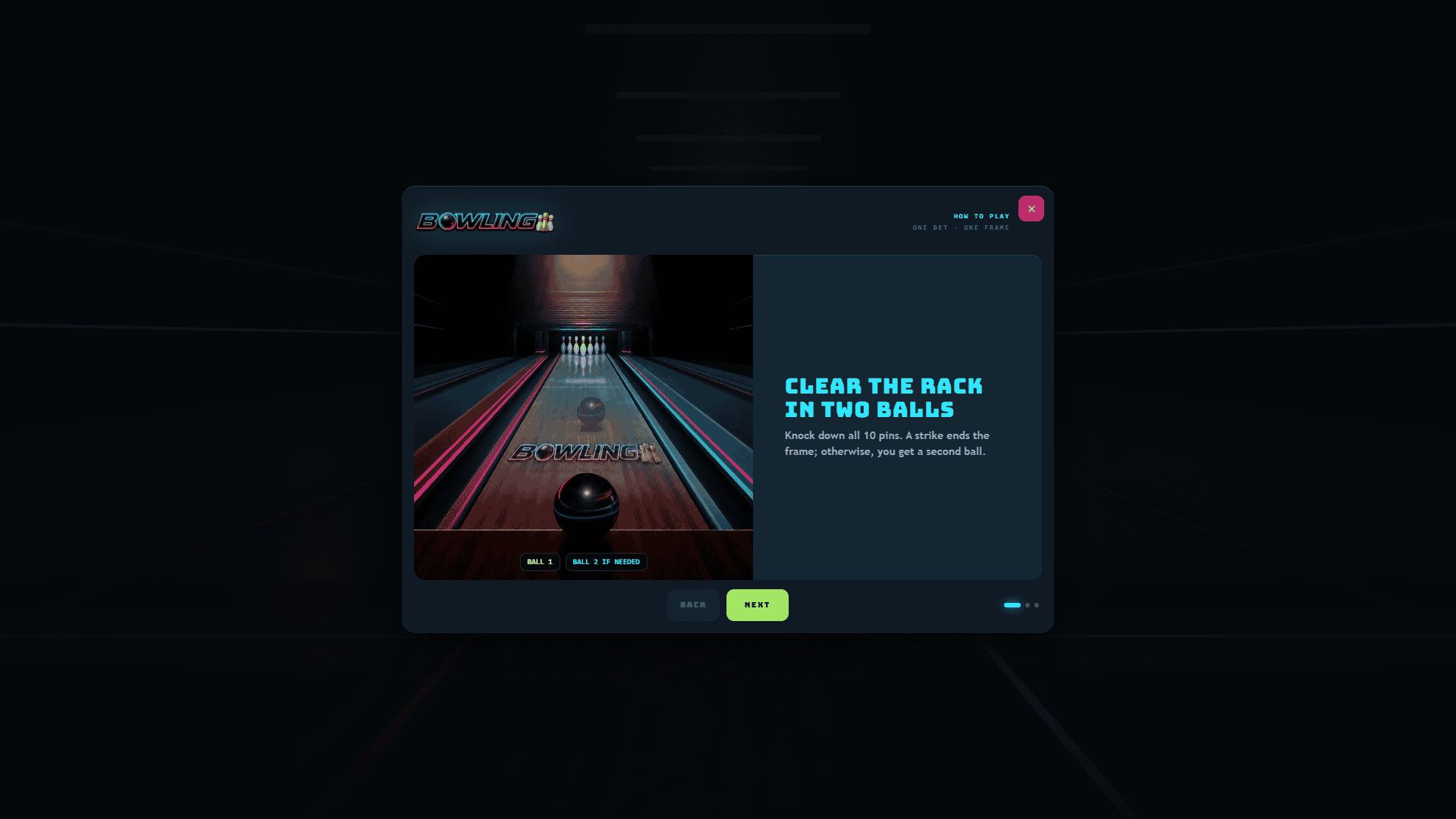 Bowling slot intro screen