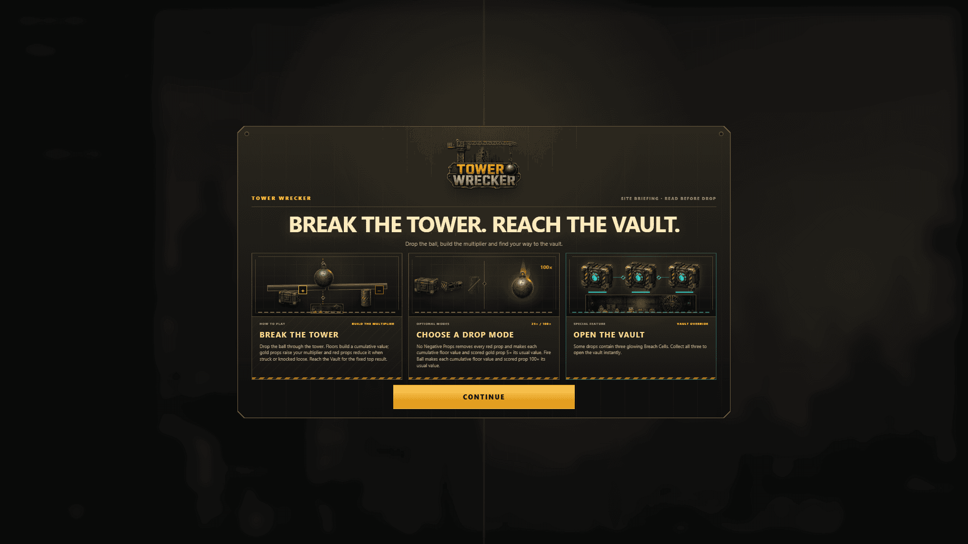 Tower Wrecker slot intro screen