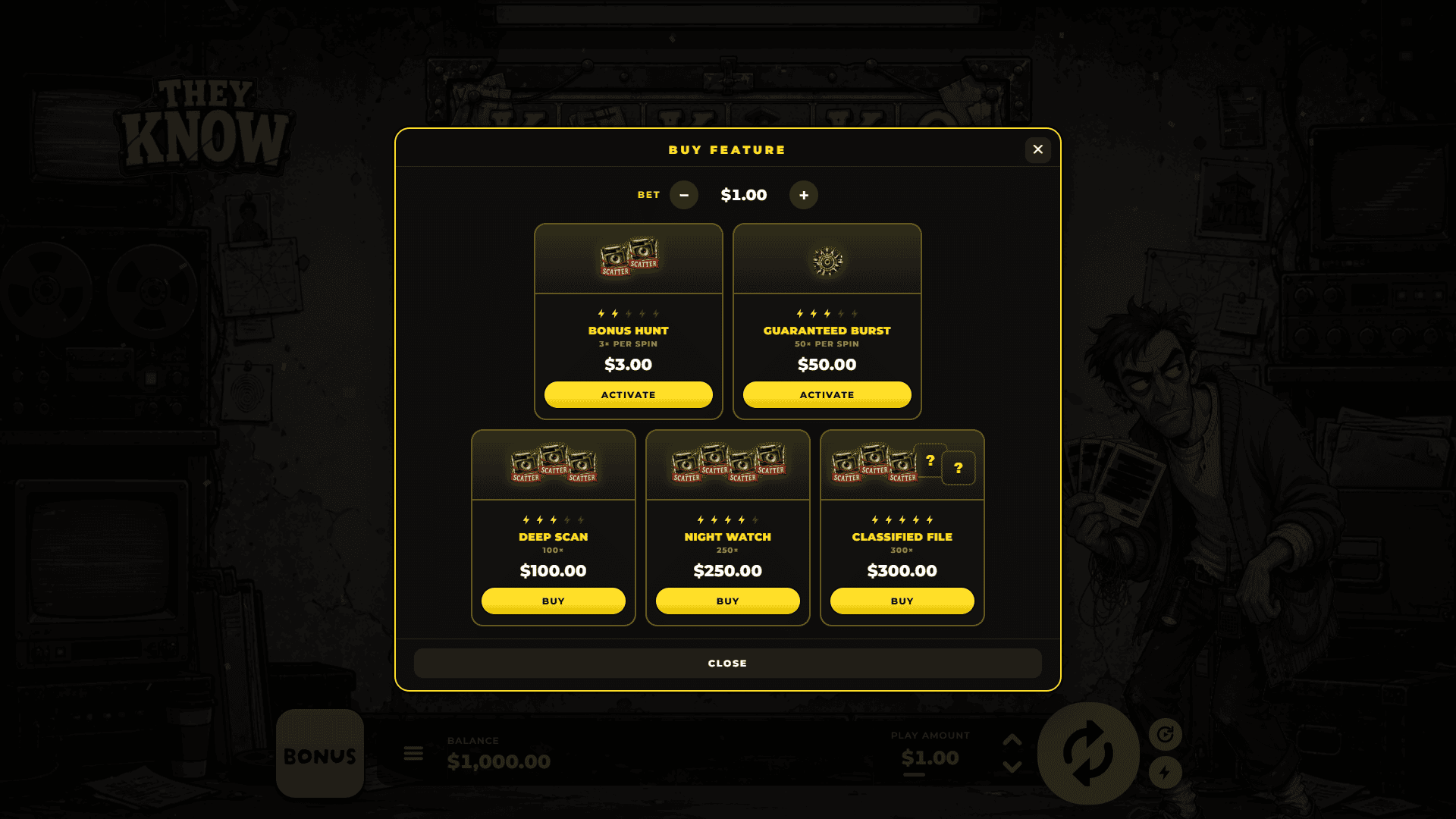 They Know bonus buy menu