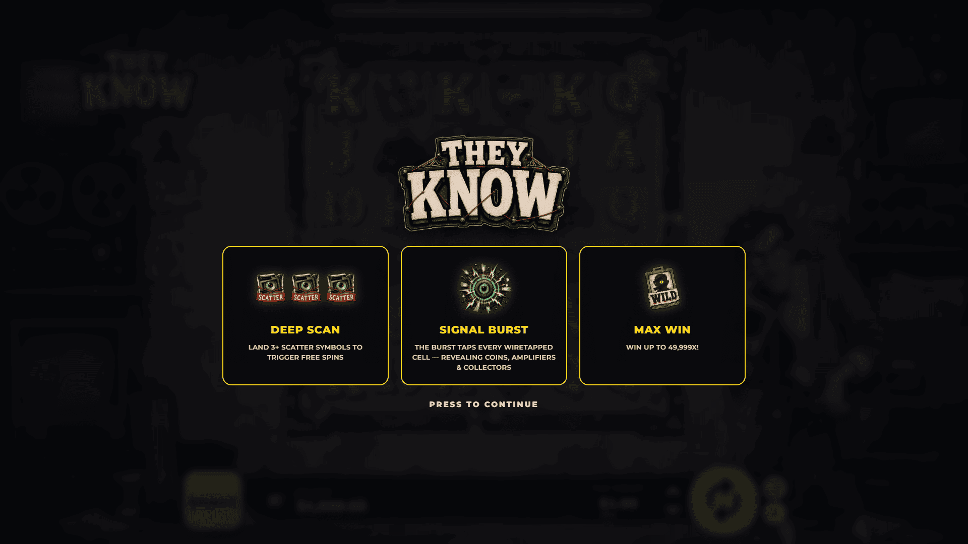 They Know slot intro screen