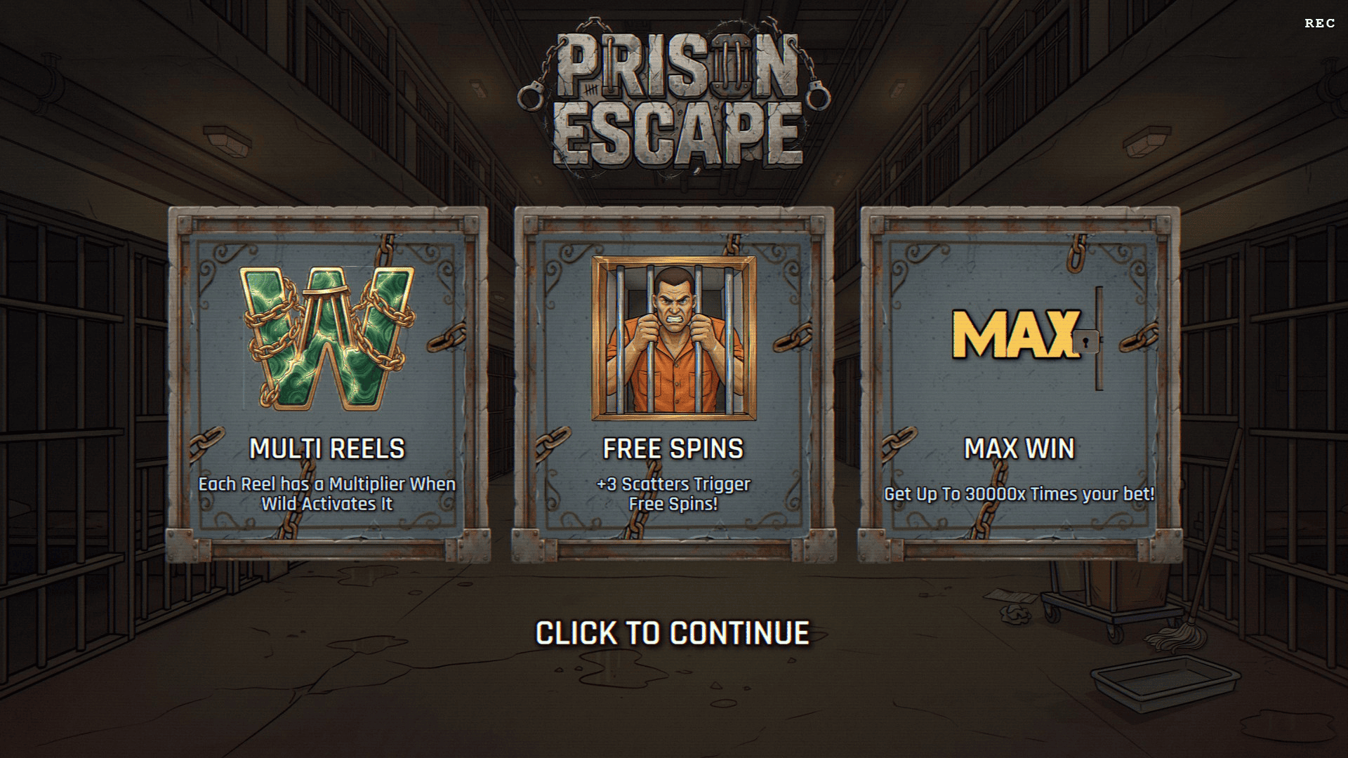 Prison Escape slot intro screen