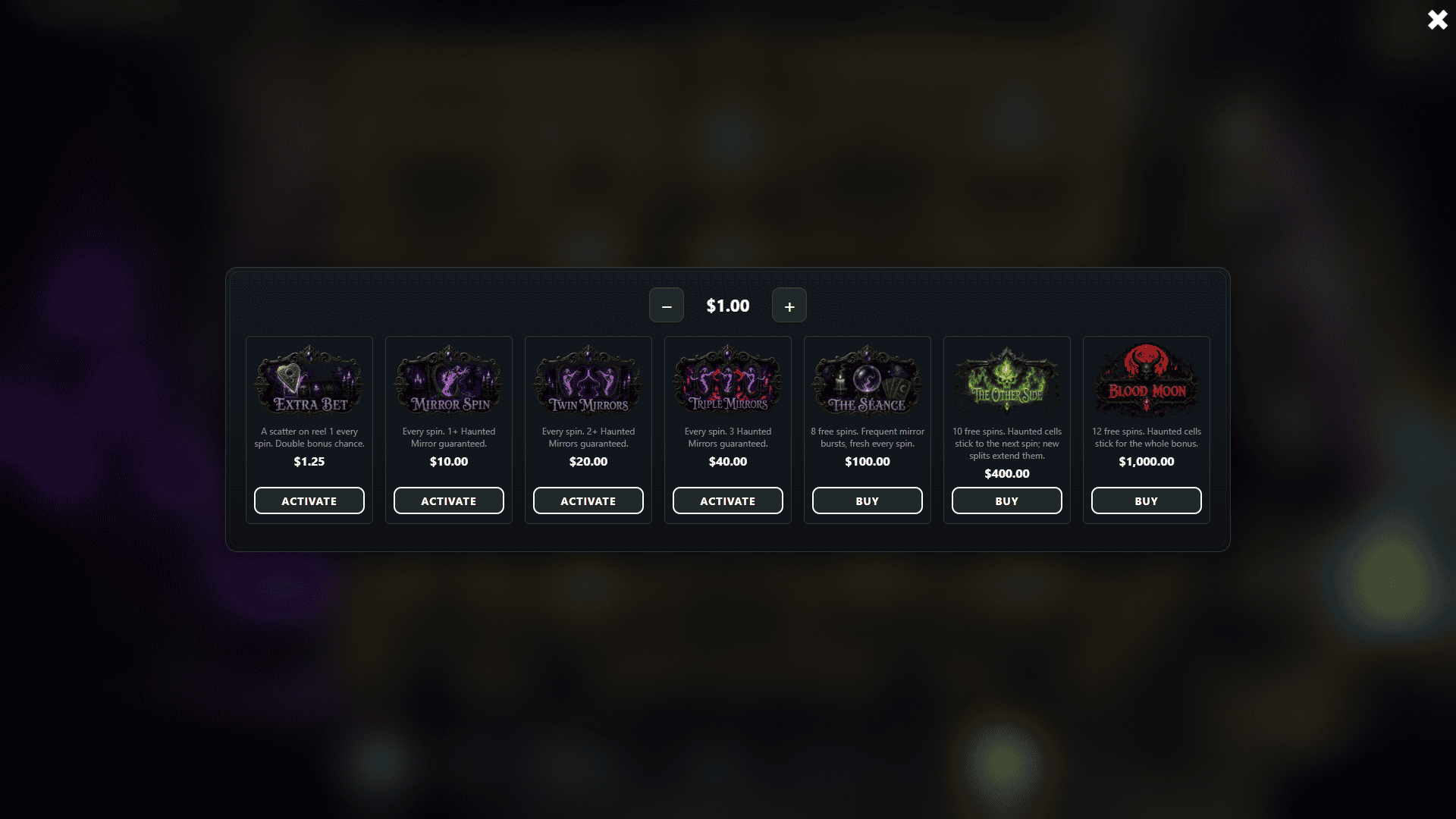 Madam Mirror bonus buy menu