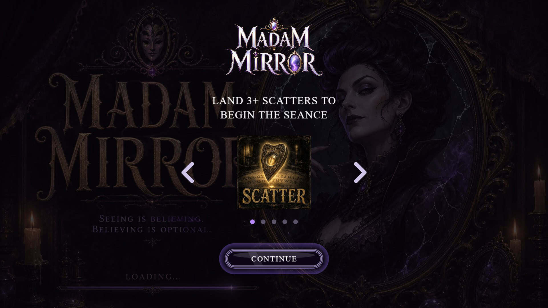 Madam Mirror slot intro screen