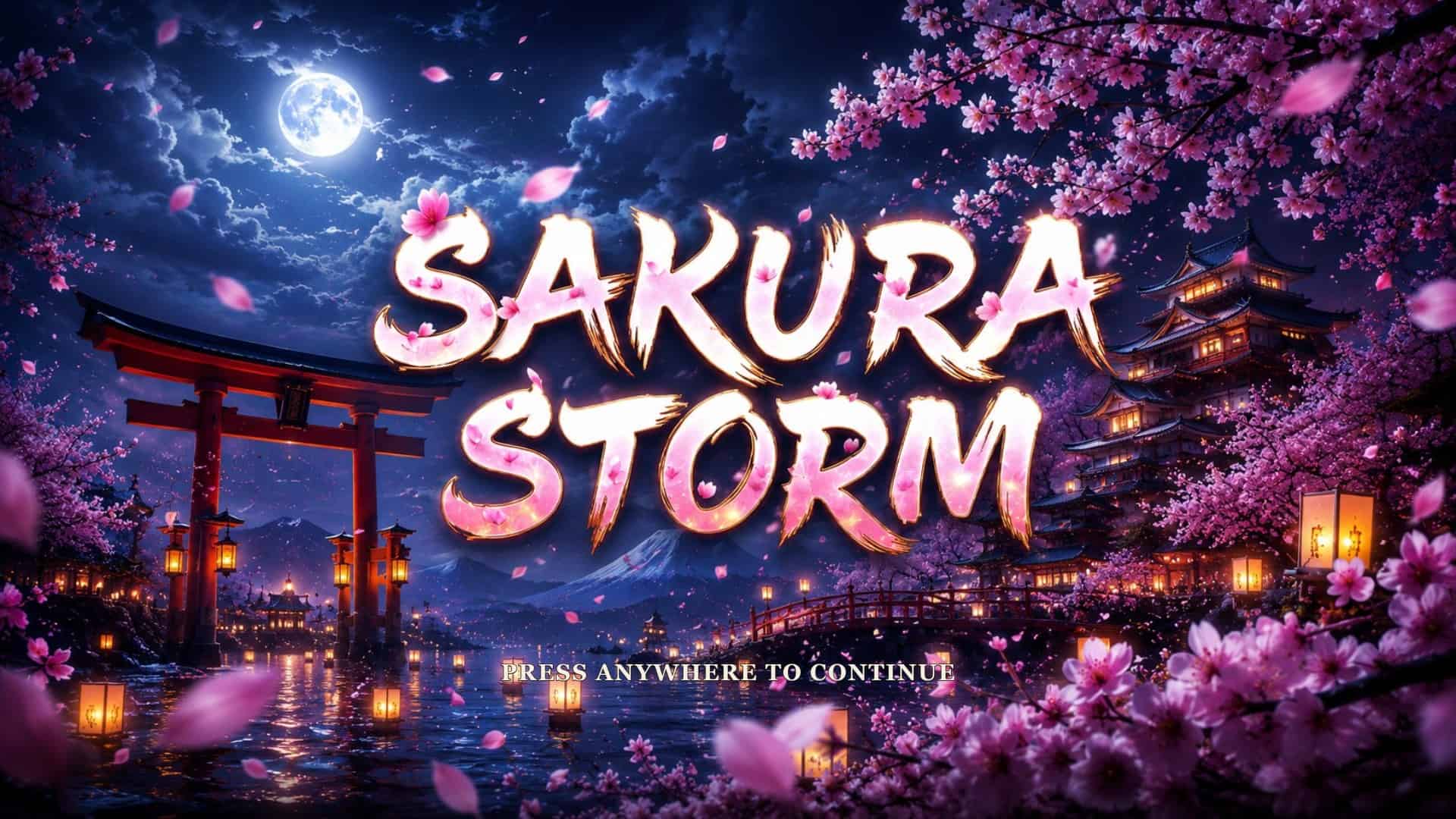 Sakura Storm slot intro screen
