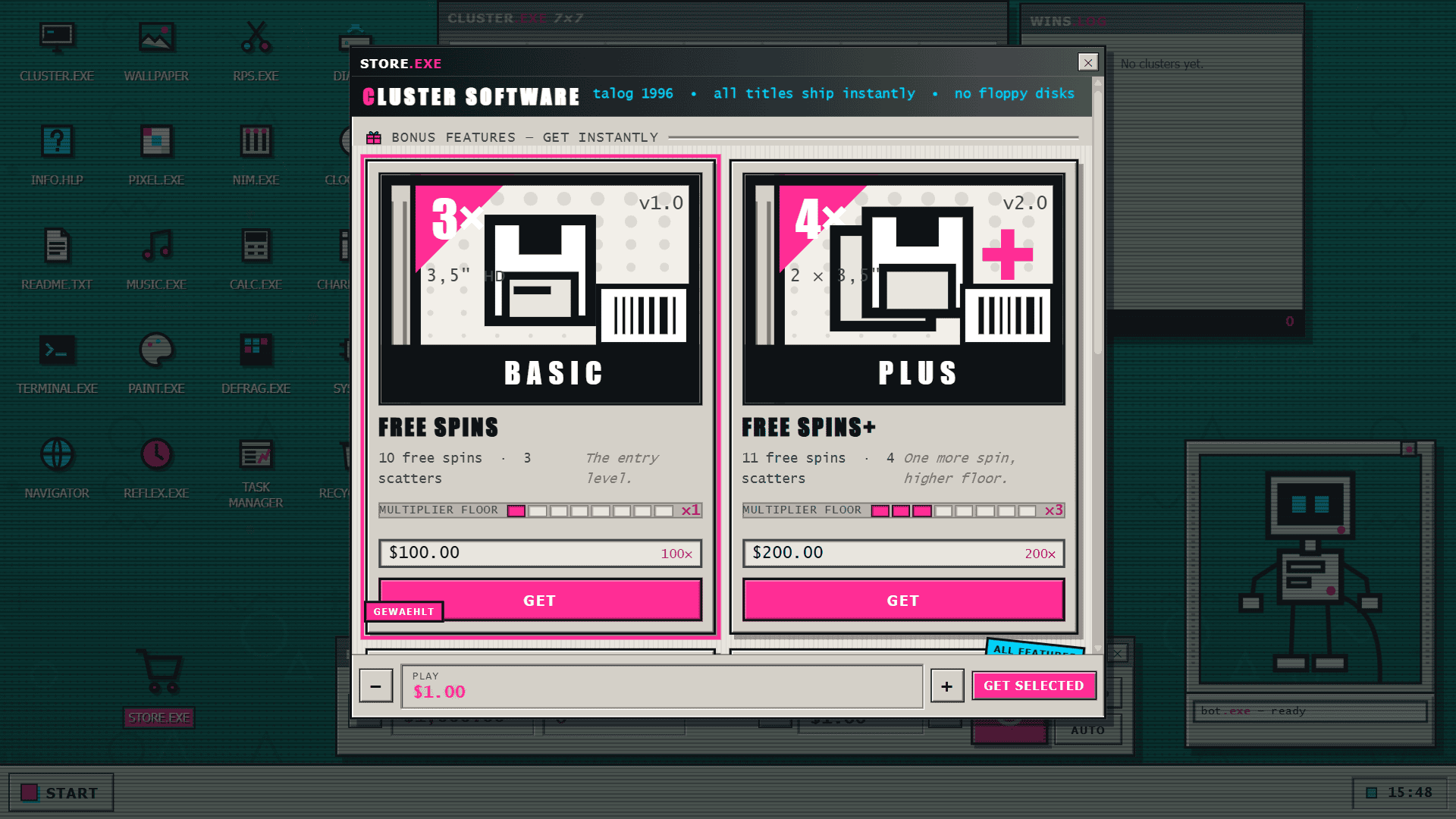 CLUSTER.EXE bonus buy menu