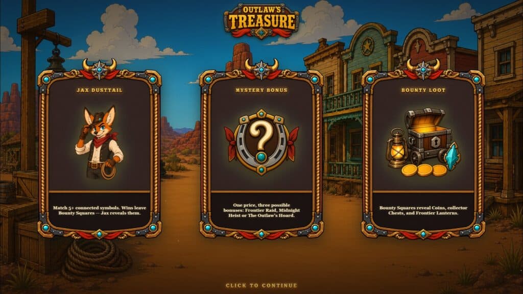 Emporium outlaw s treasure intro screen