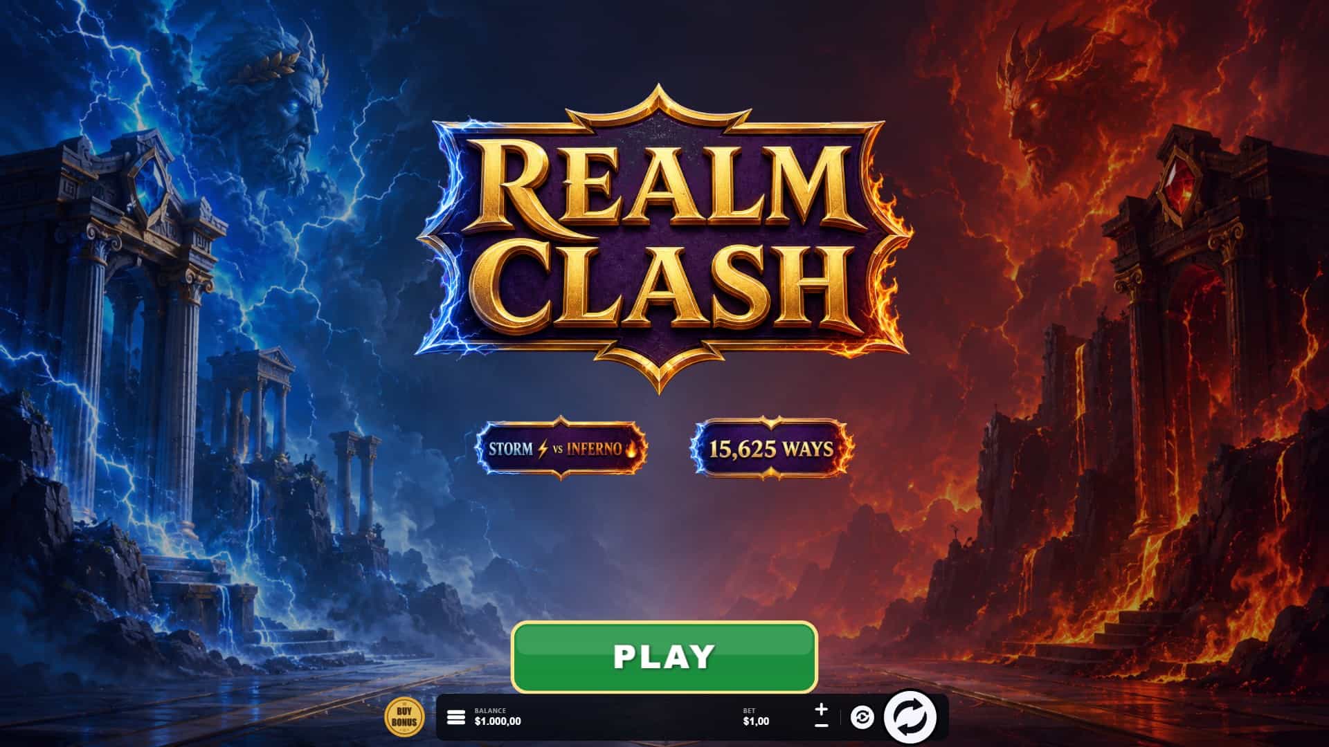 Realm Clash slot intro screen