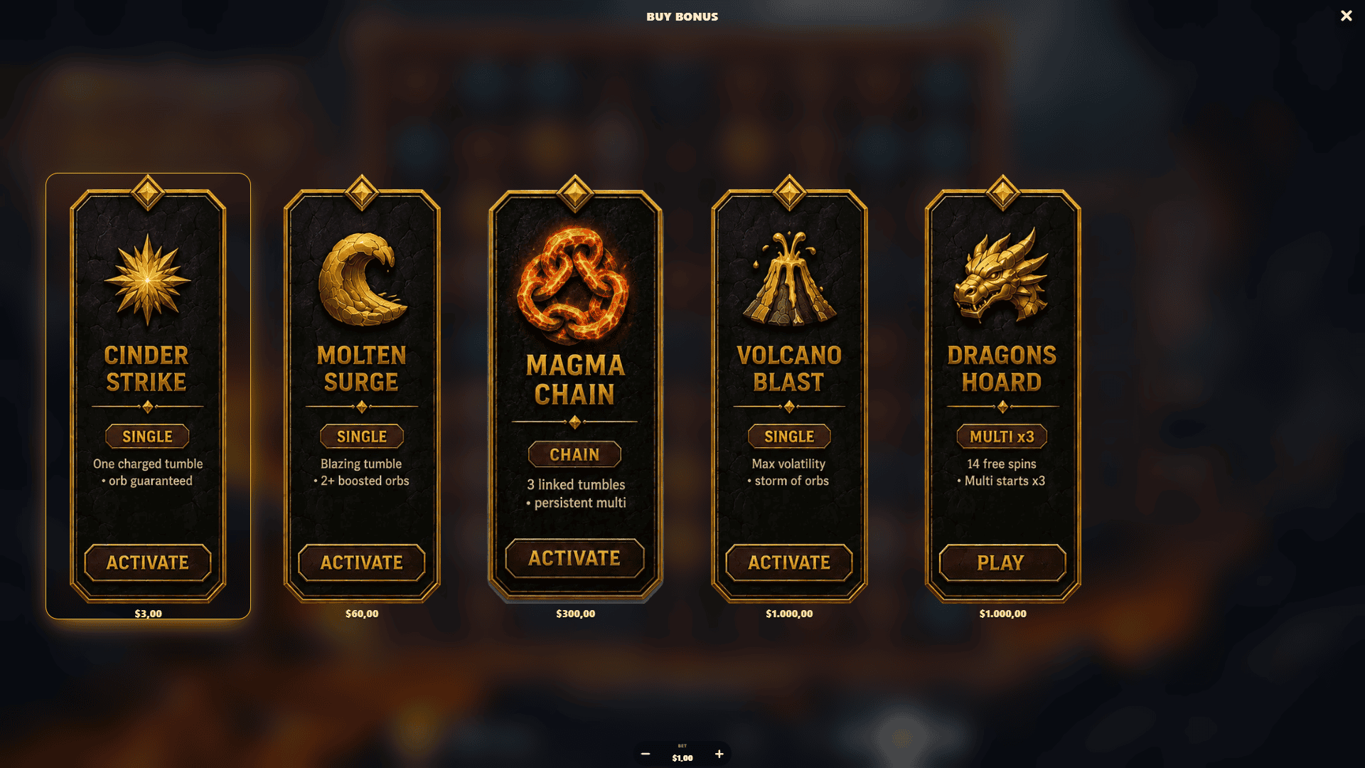 Stone Rush 2 bonus buy menu