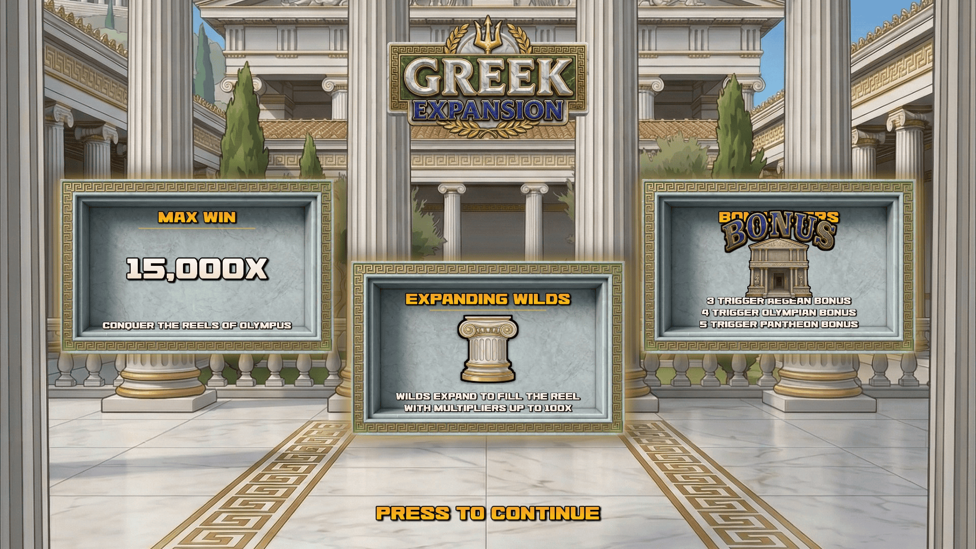 Greek Expansion slot intro screen