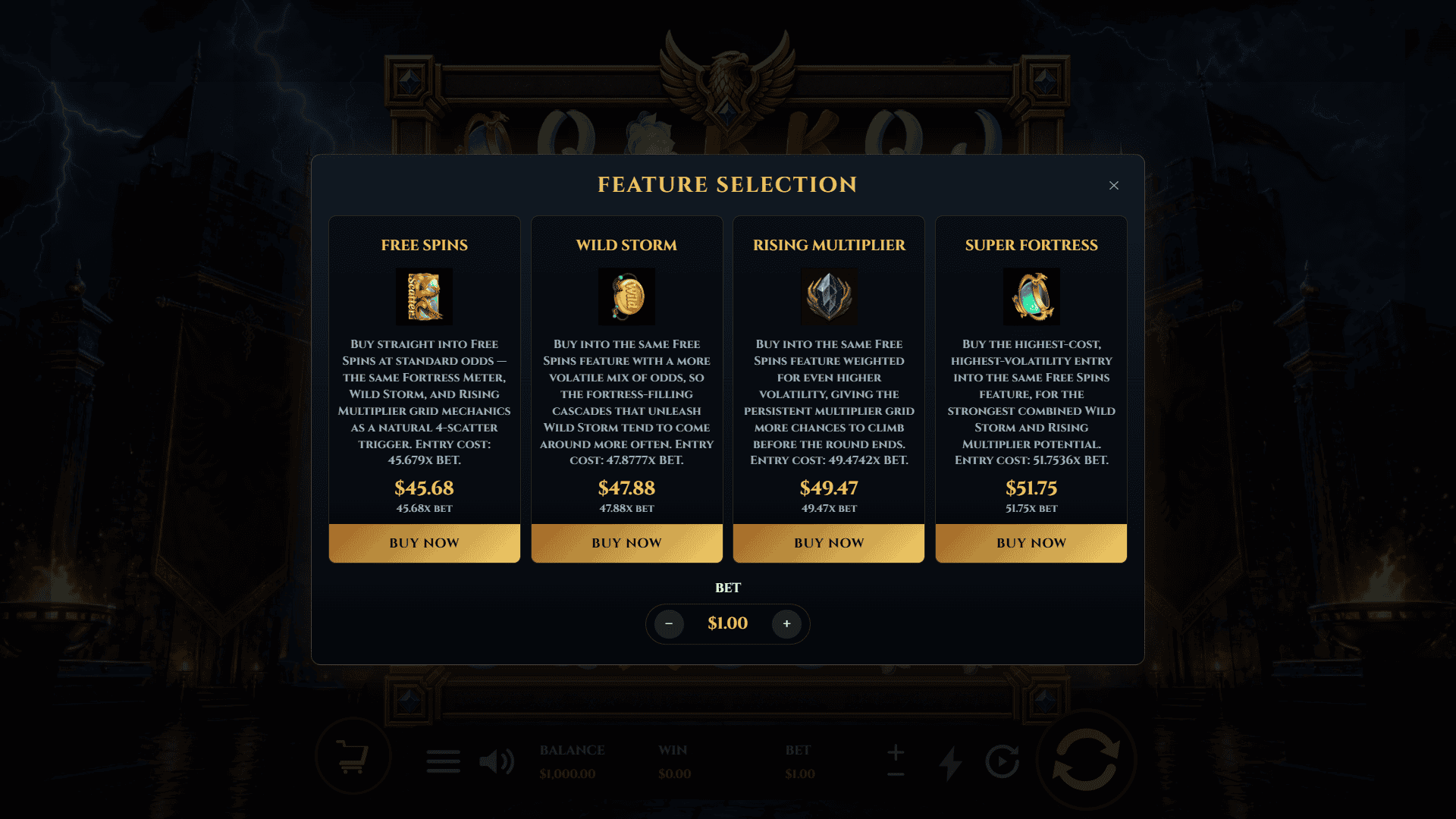 Golden Eagle bonus buy menu