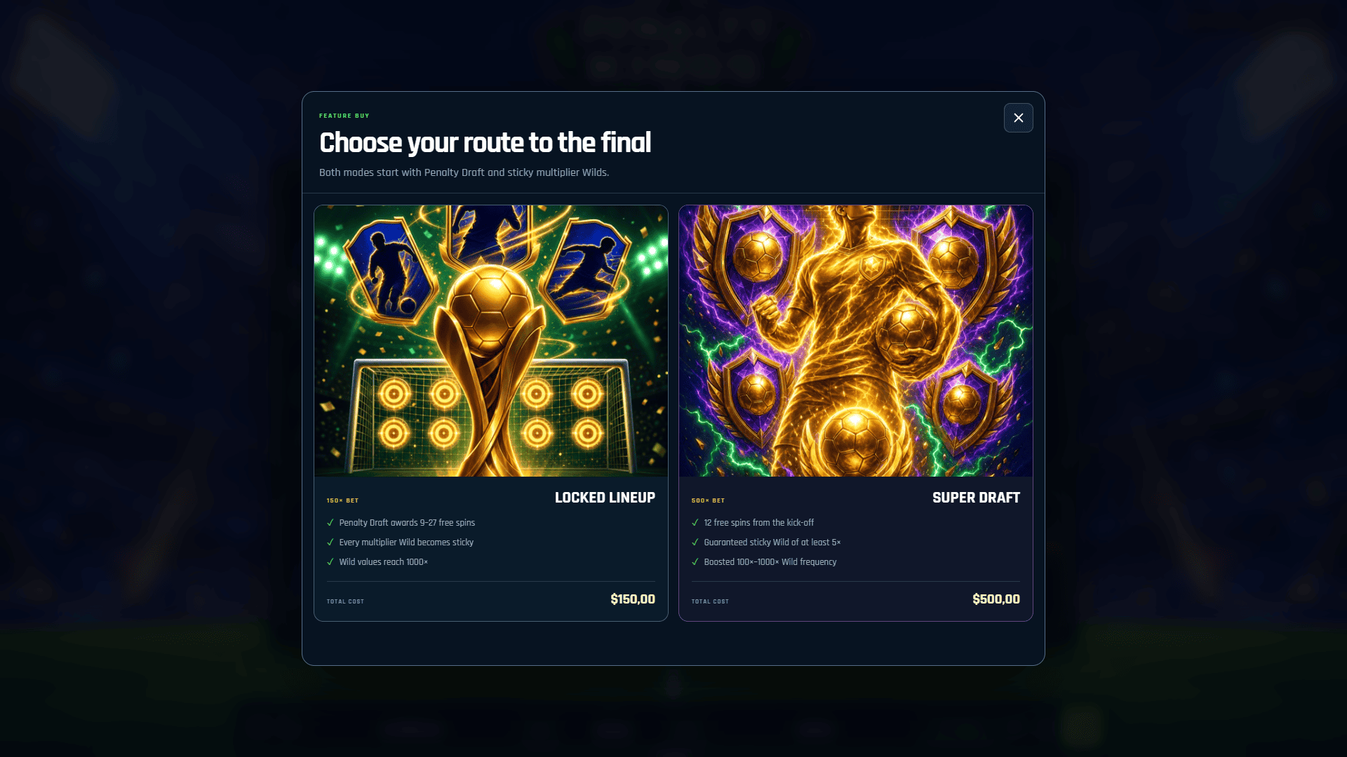 Penalty Kings bonus buy menu