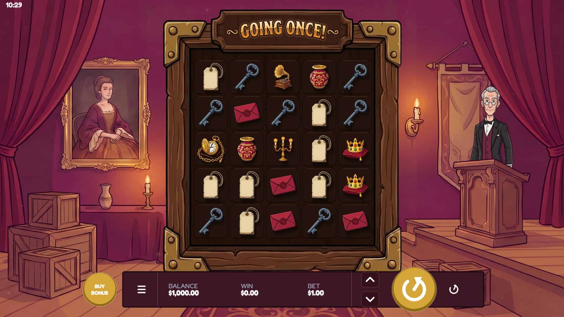 Going Once! slot gameplay reels