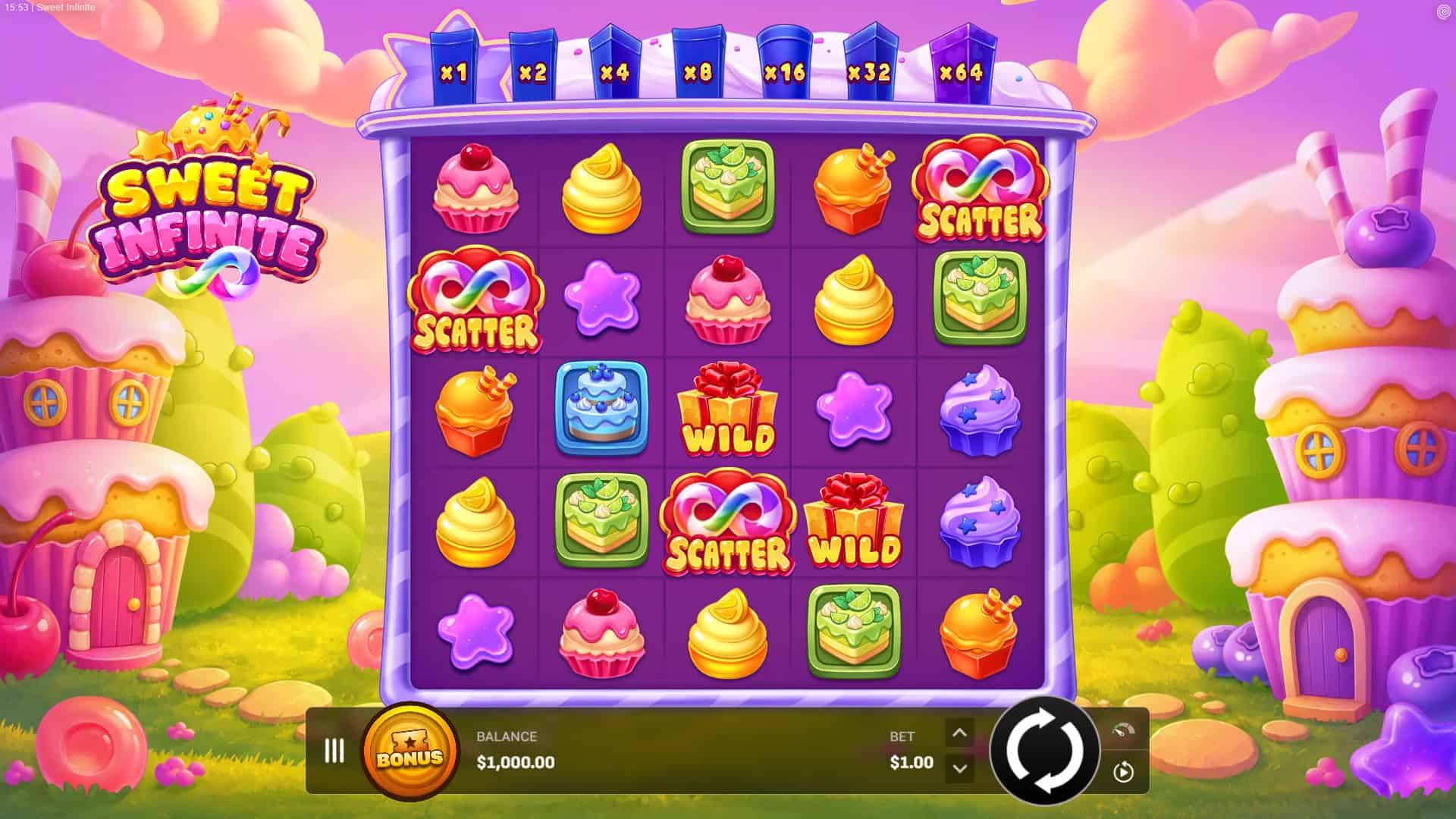 Sweet Infinite slot gameplay reels