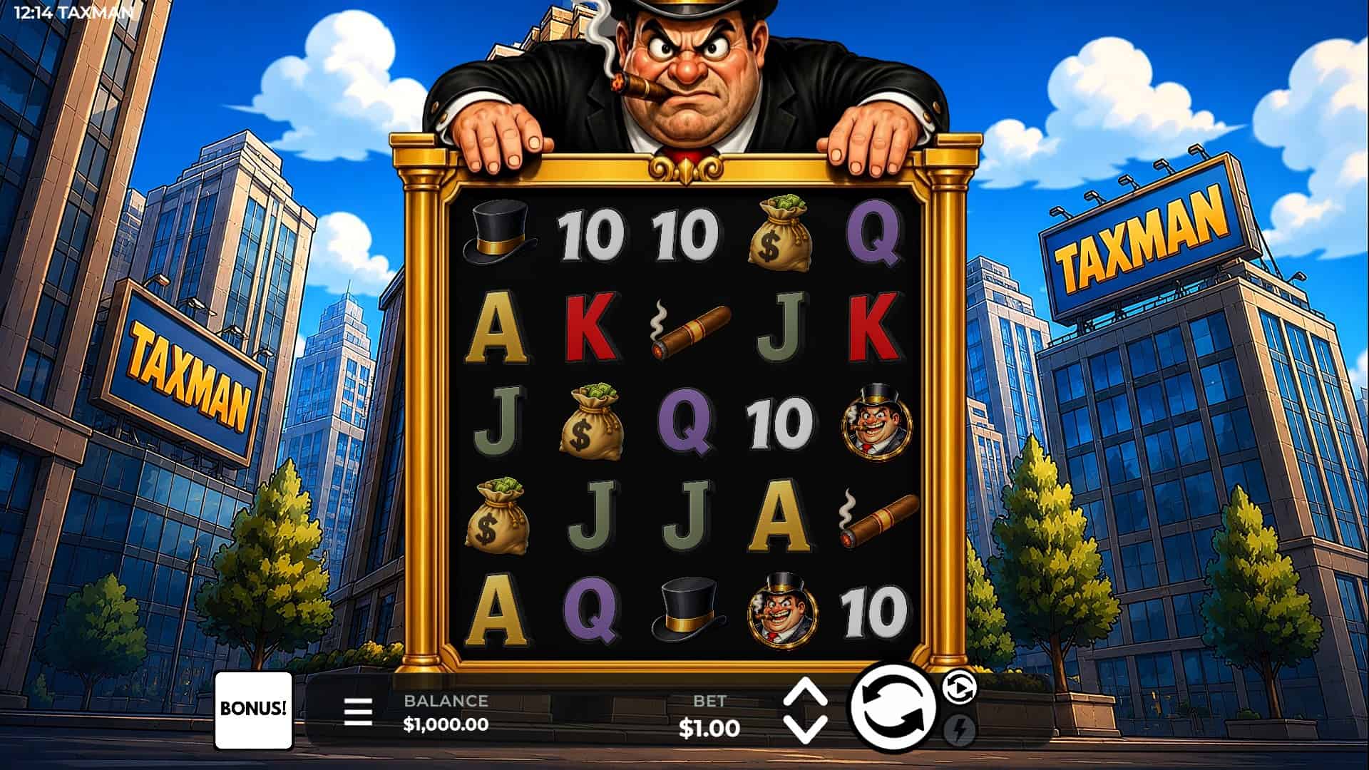 Taxman slot gameplay reels