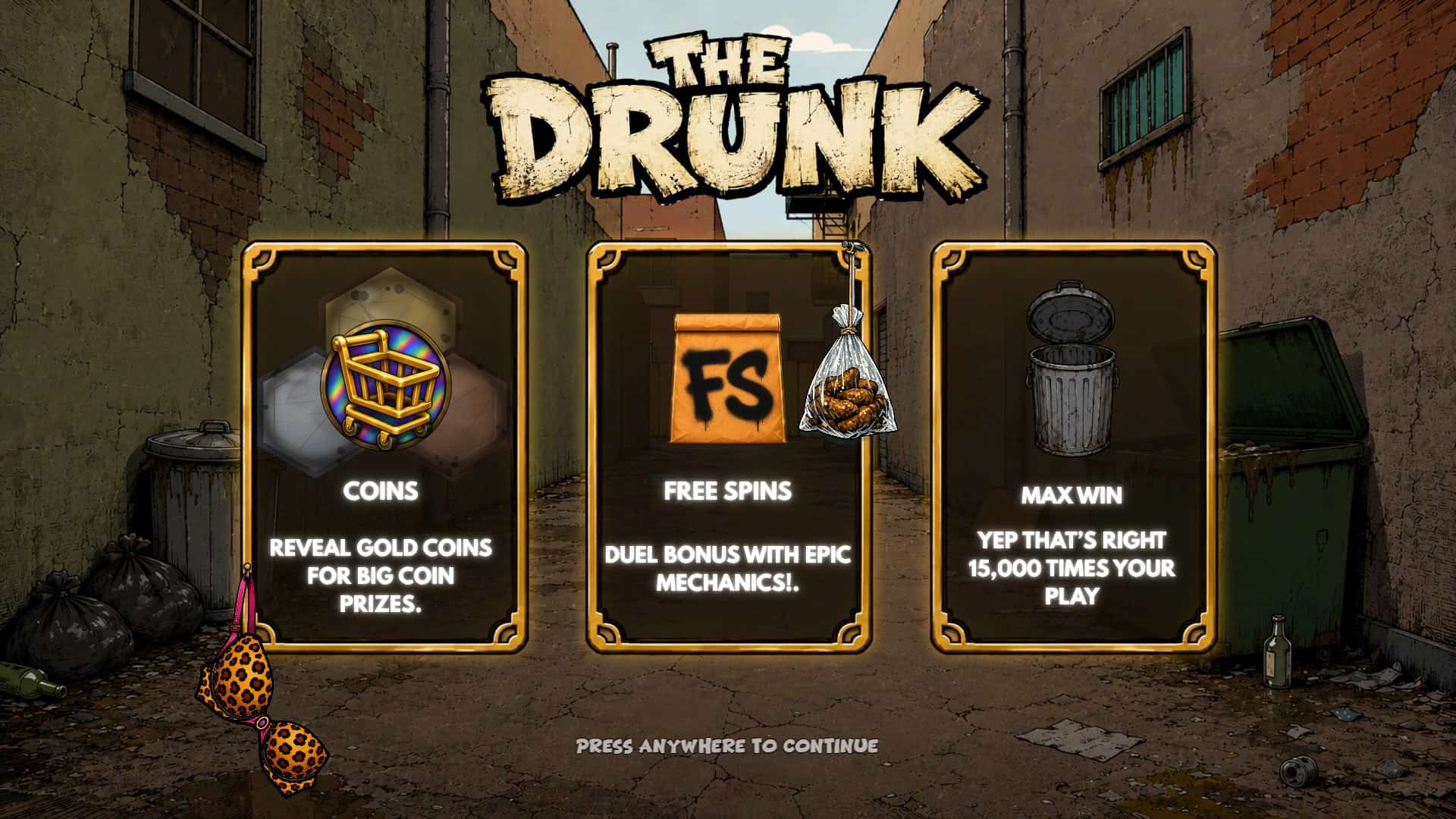 The Drunk slot intro screen