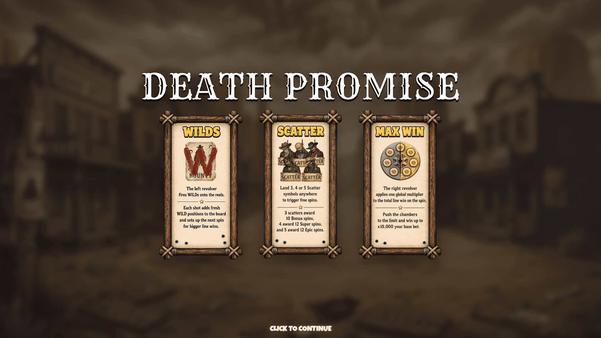 Death Promise slot intro screen