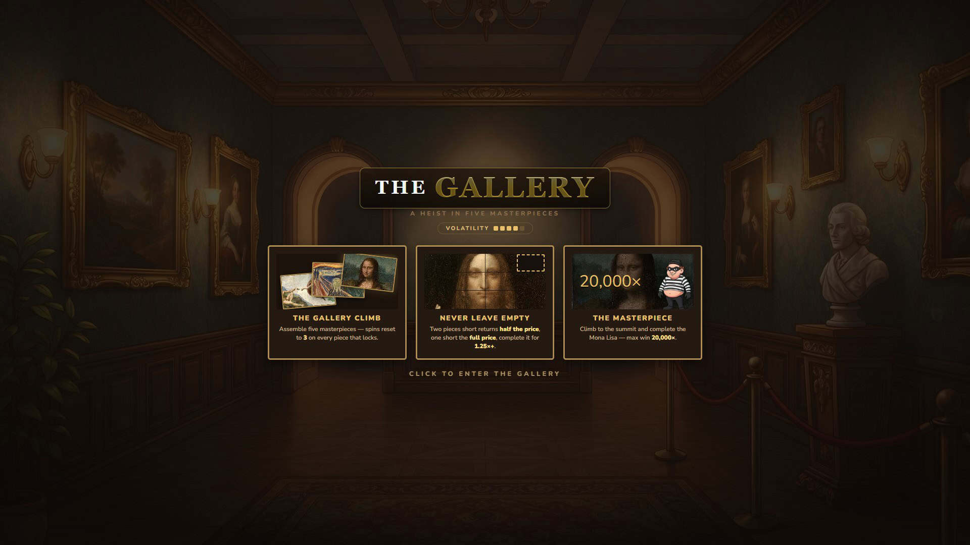 The Gallery slot intro screen