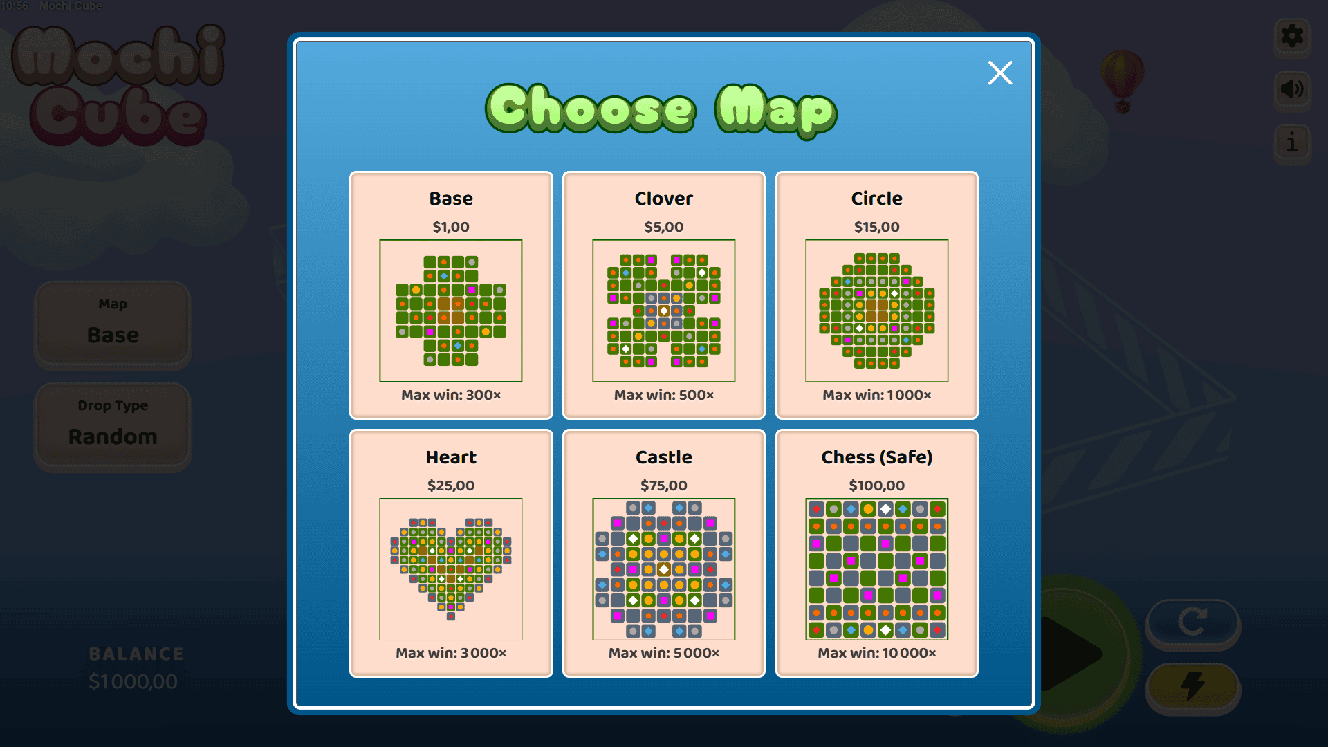 Mochi Cube bonus buy menu