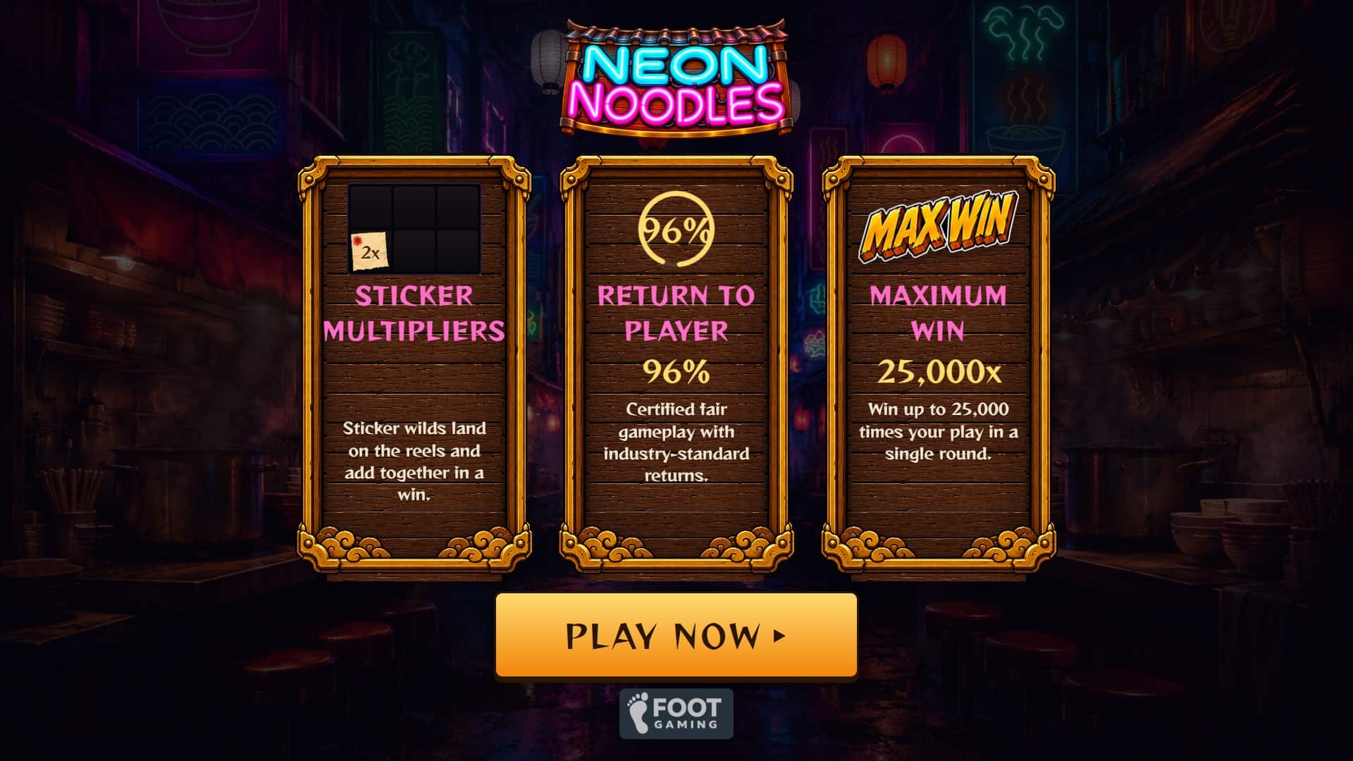 Neon Noodles slot intro screen