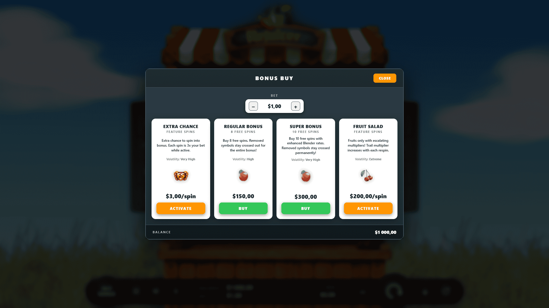 Rejuicer bonus buy menu