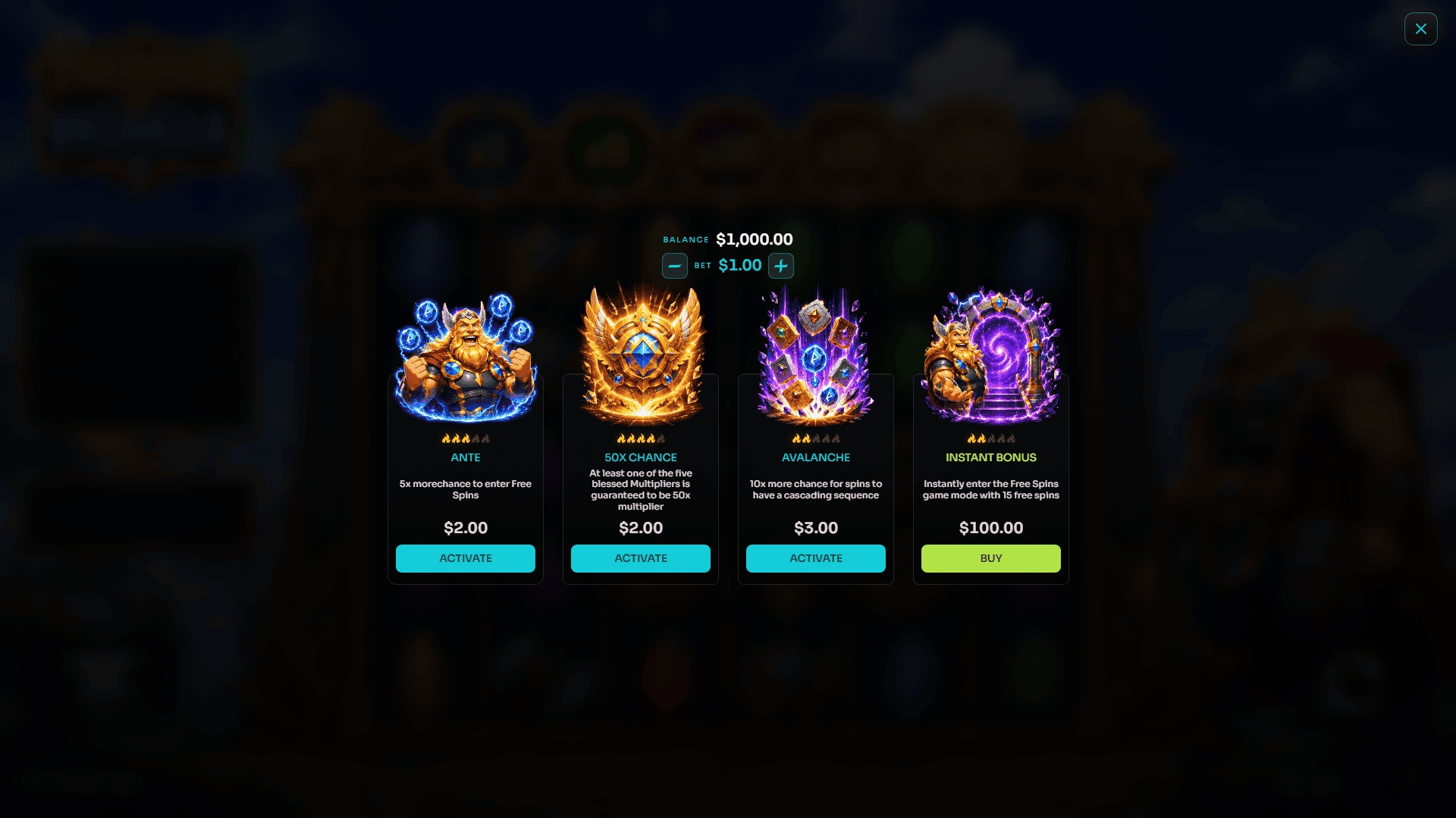 Thunder of Valhalla bonus buy menu