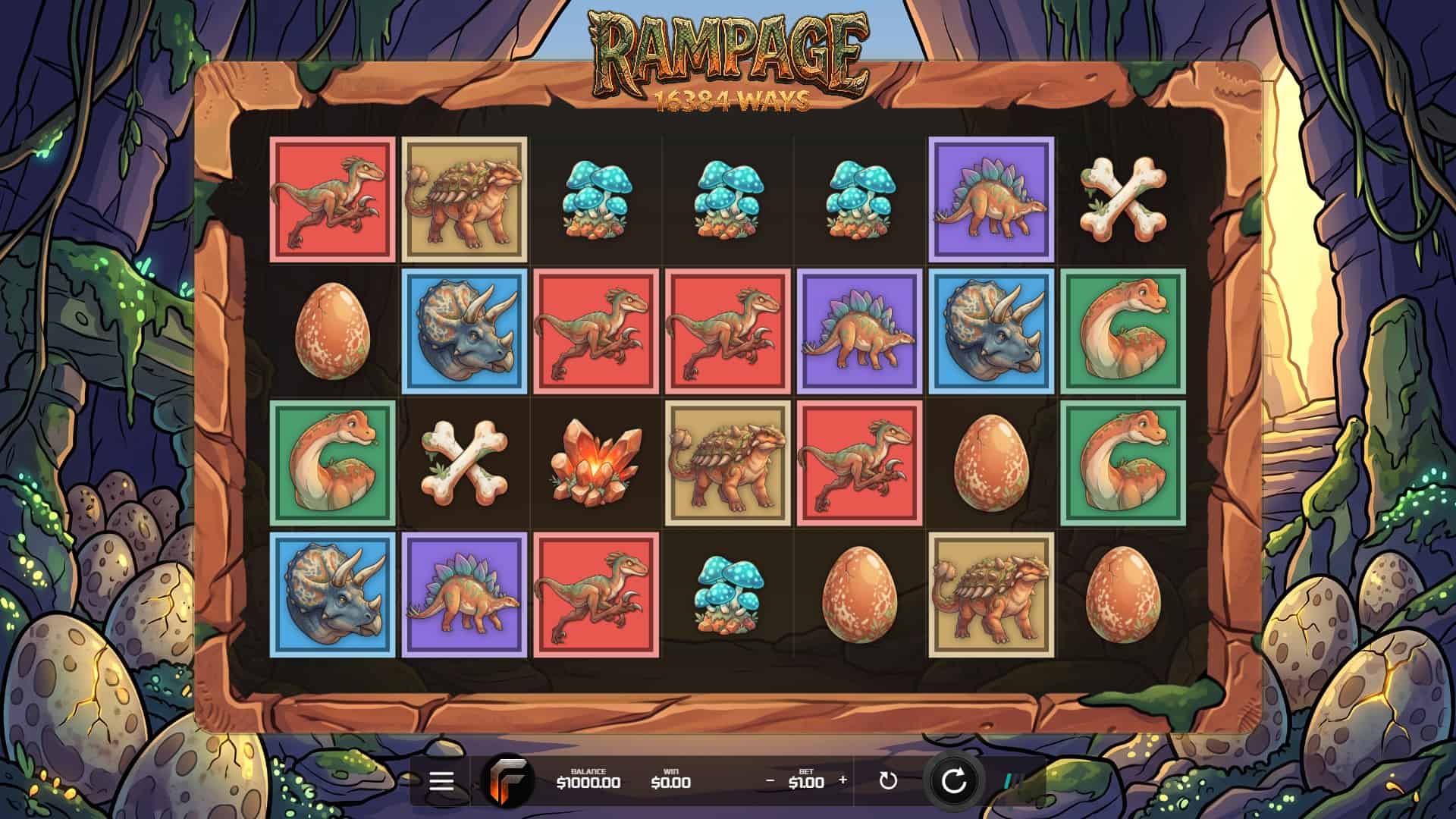 Rampage 16384 Ways slot gameplay reels