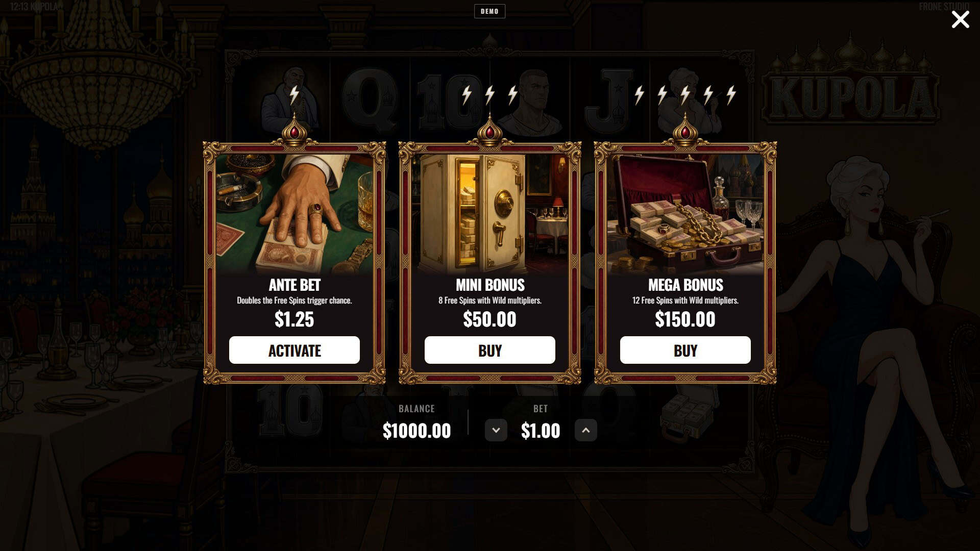 Kupola bonus buy menu