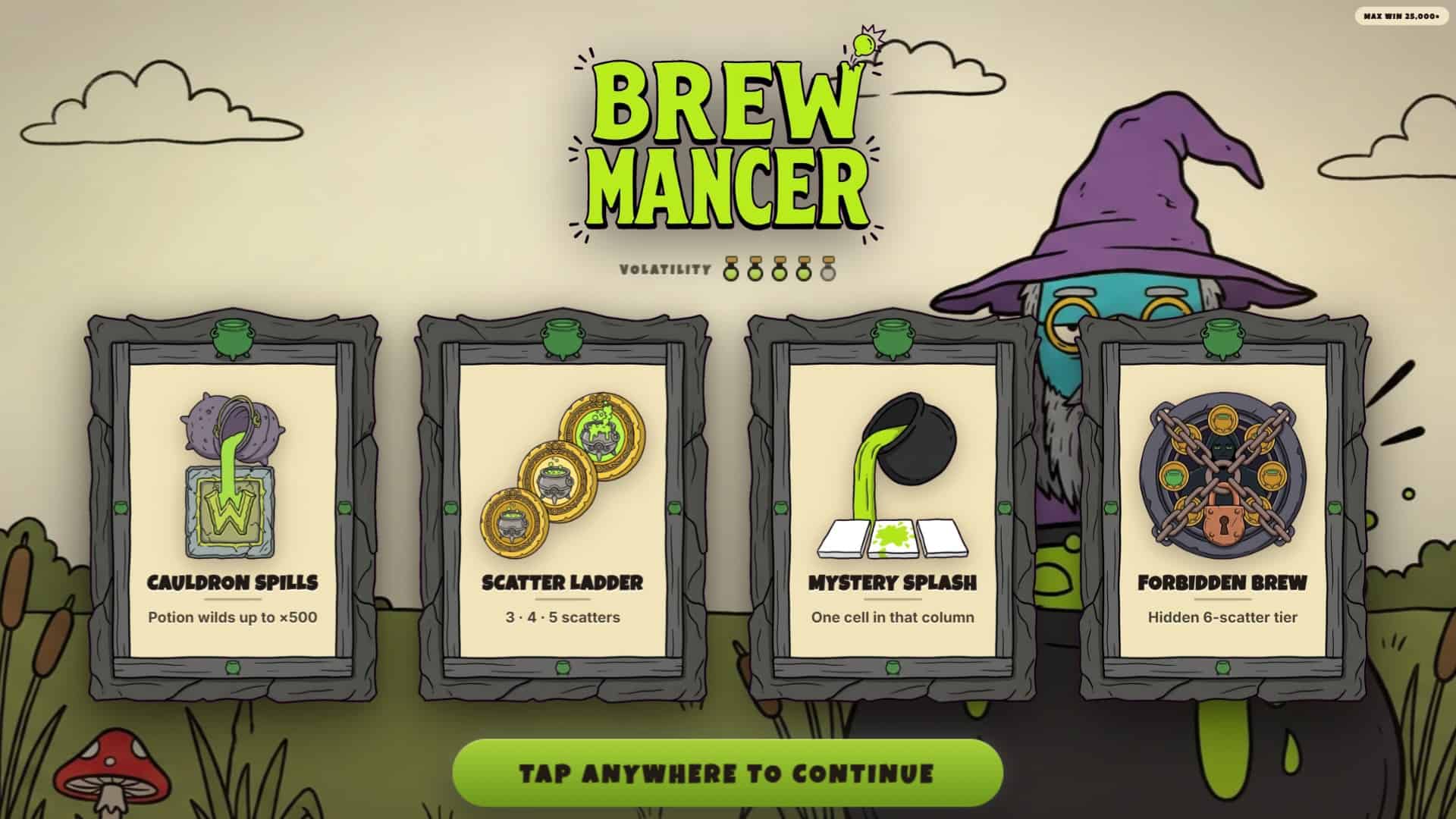Brew Mancer slot intro screen