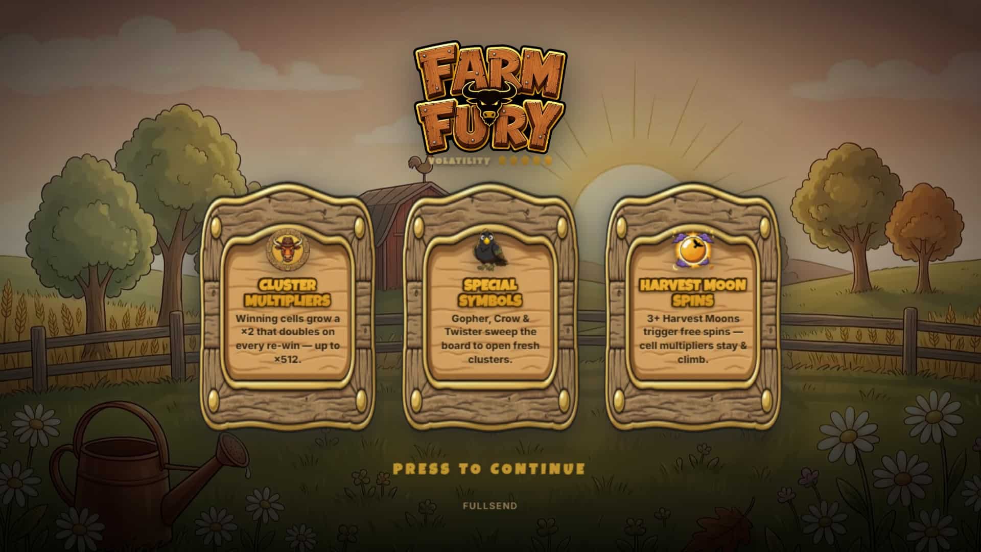 Farm Fury slot intro screen