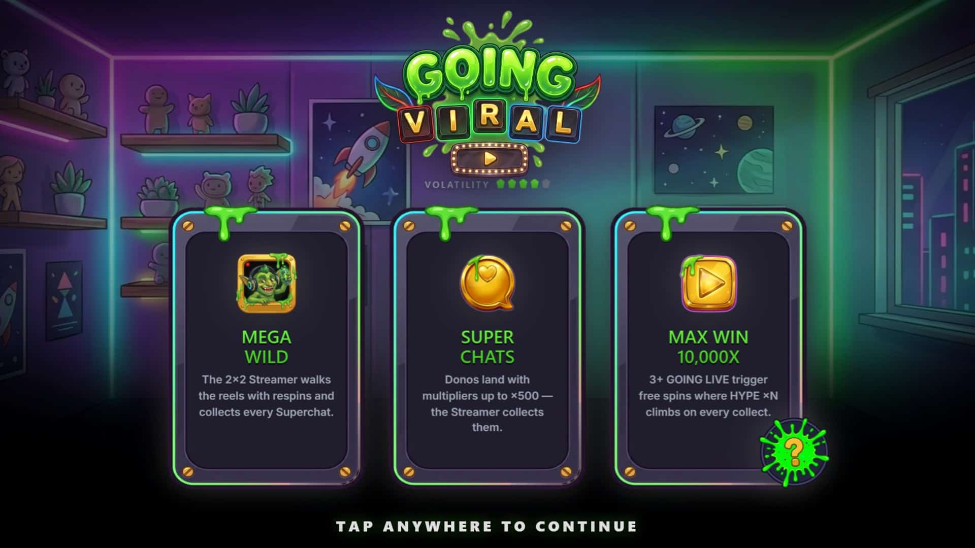Going Viral slot intro screen
