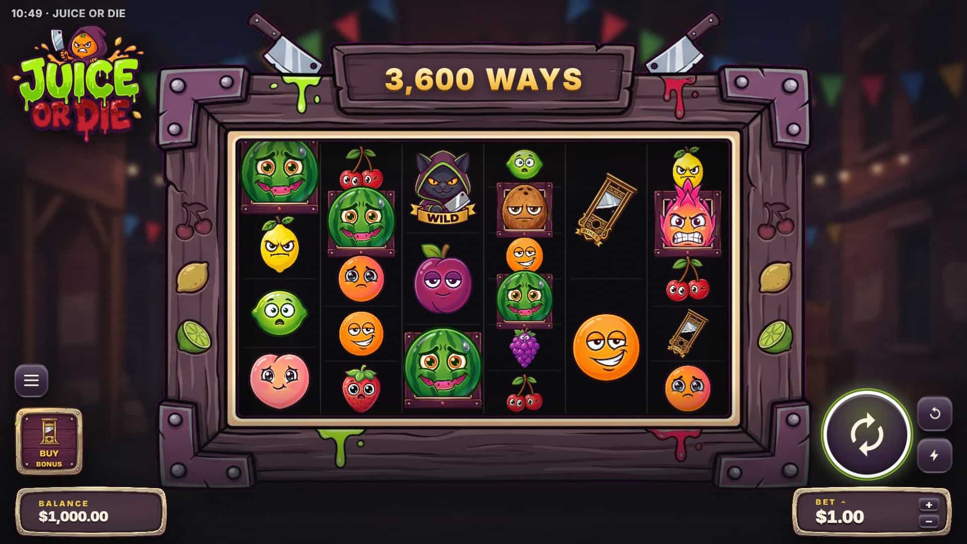 Juice or Die Bonus Buy slot gameplay reels