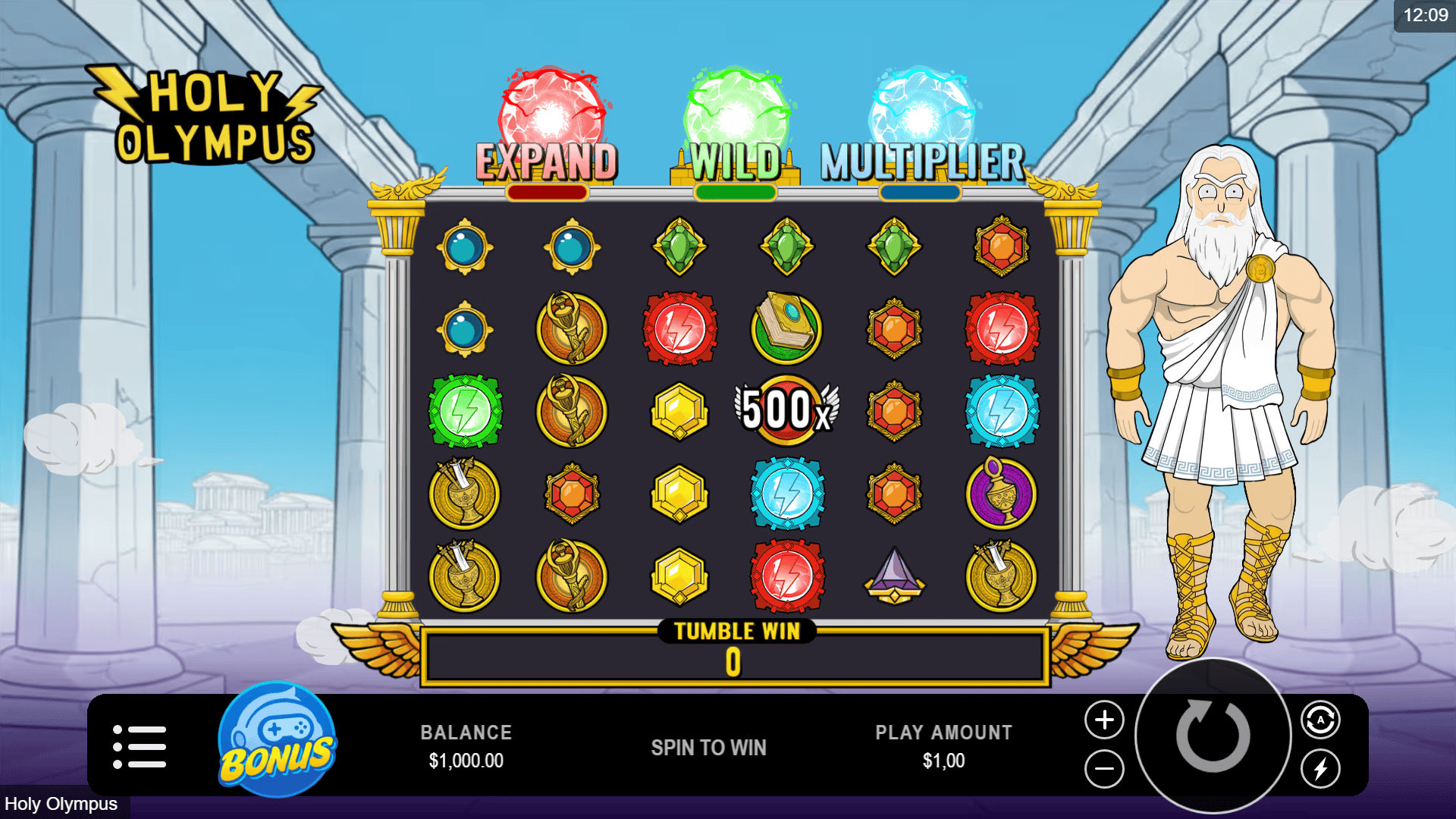 Holy Olympus slot gameplay reels