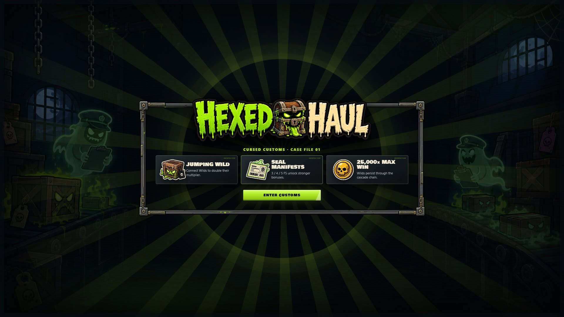 Hexed Haul slot intro screen