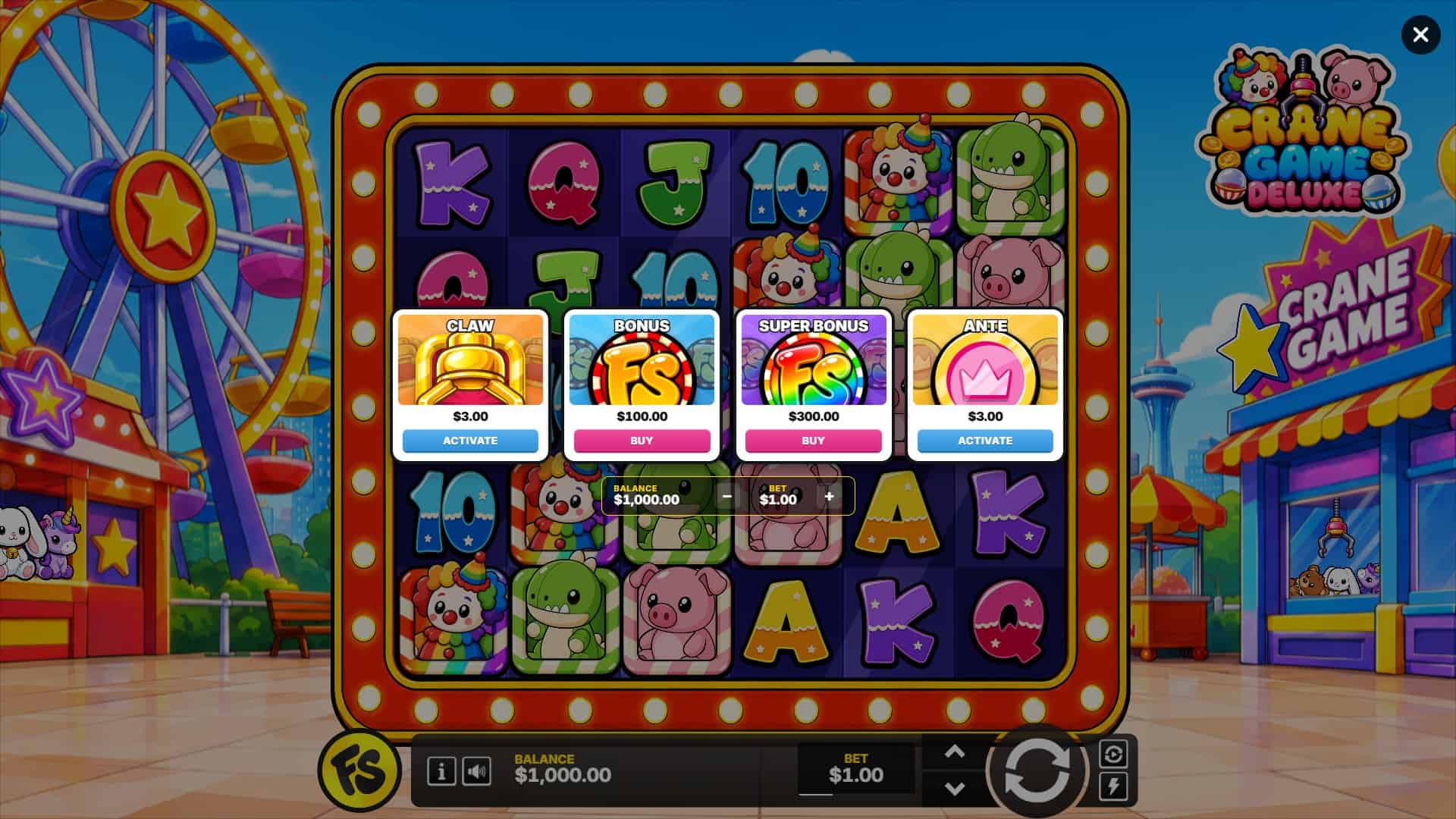 Crane Game Deluxe bonus buy menu