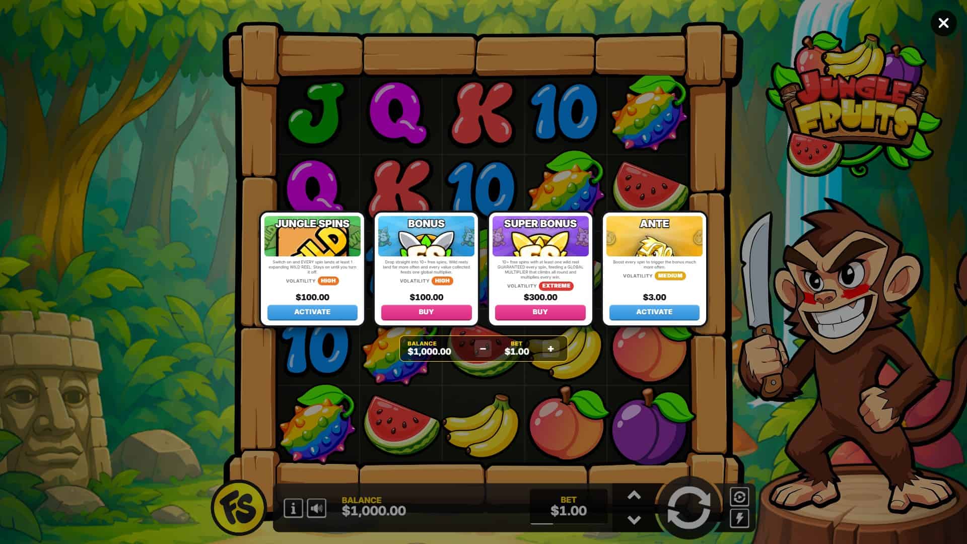 Jungle Fruits bonus buy menu