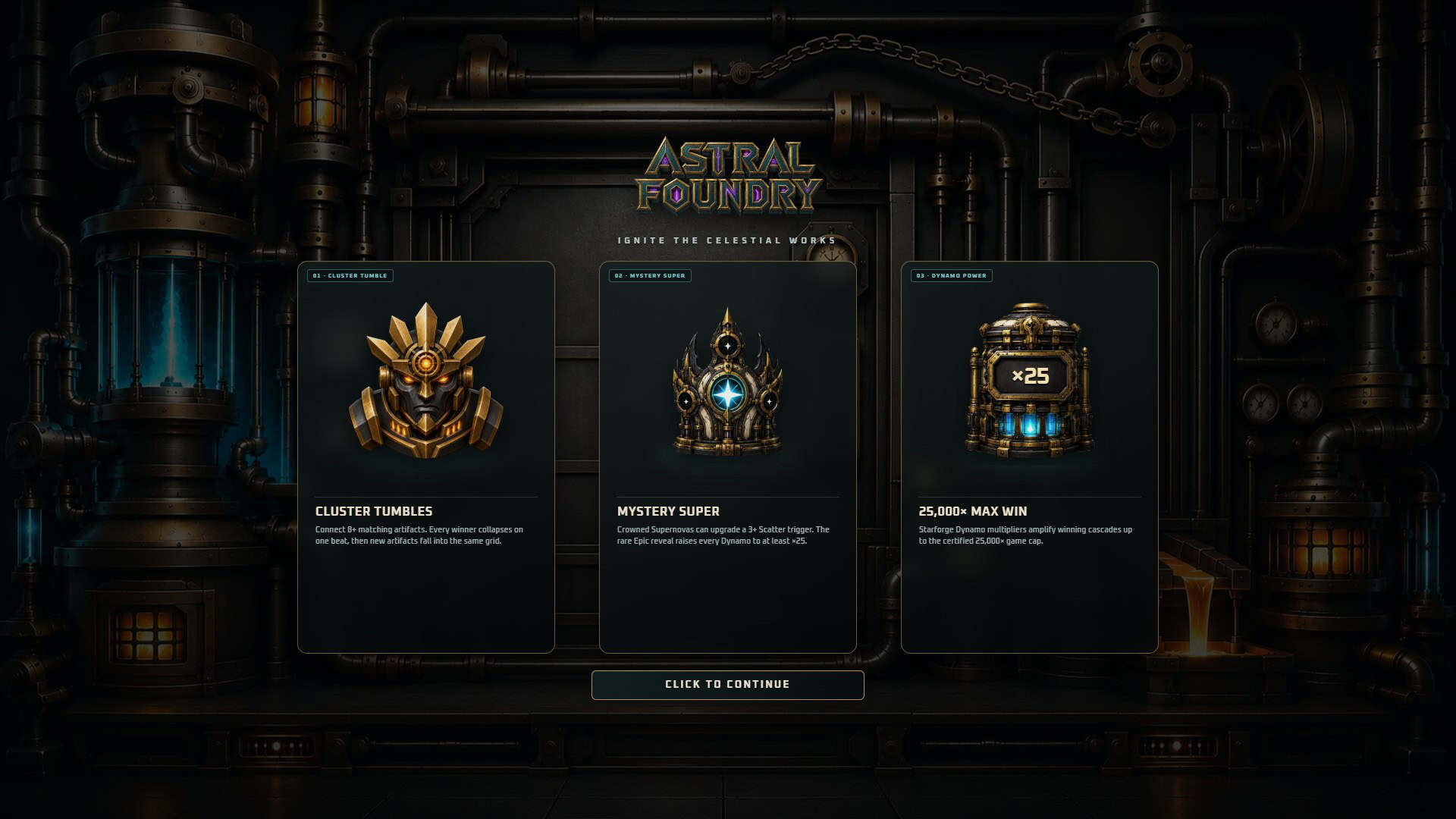 Astral Foundry slot intro screen
