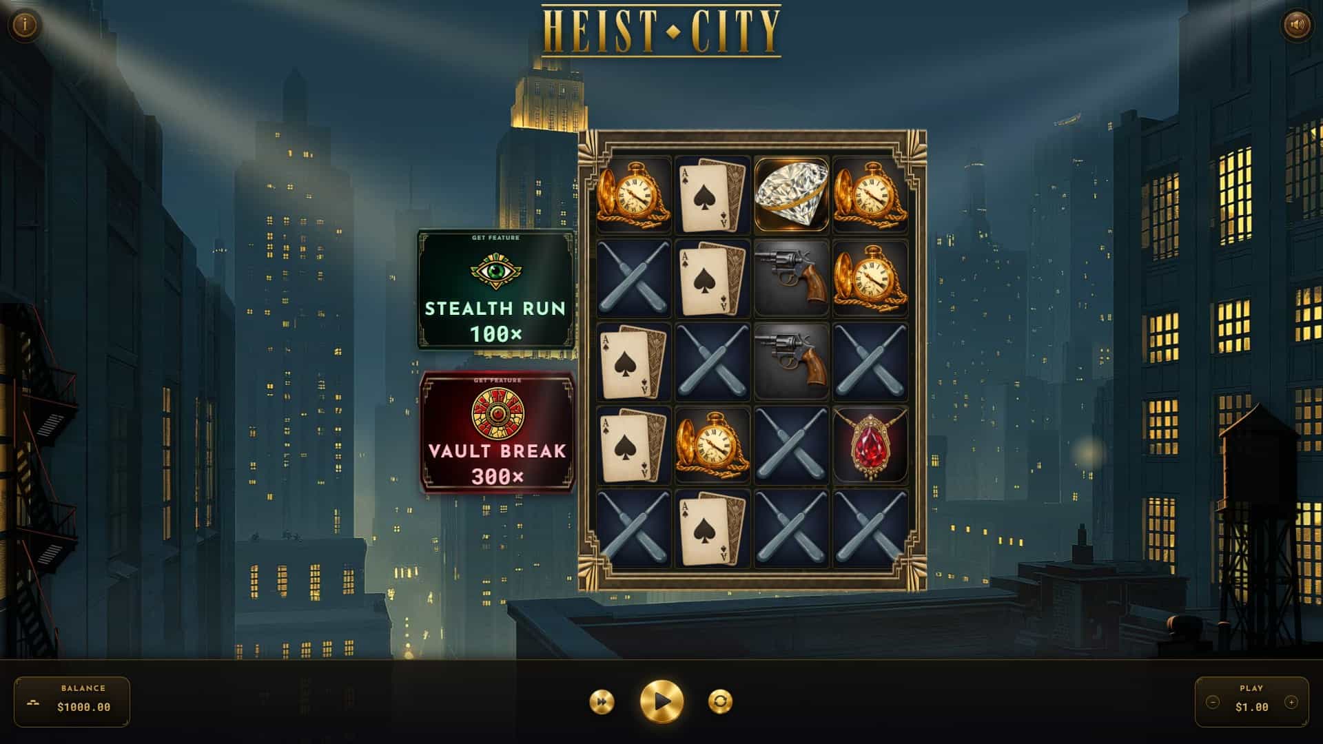 Heist City slot gameplay reels