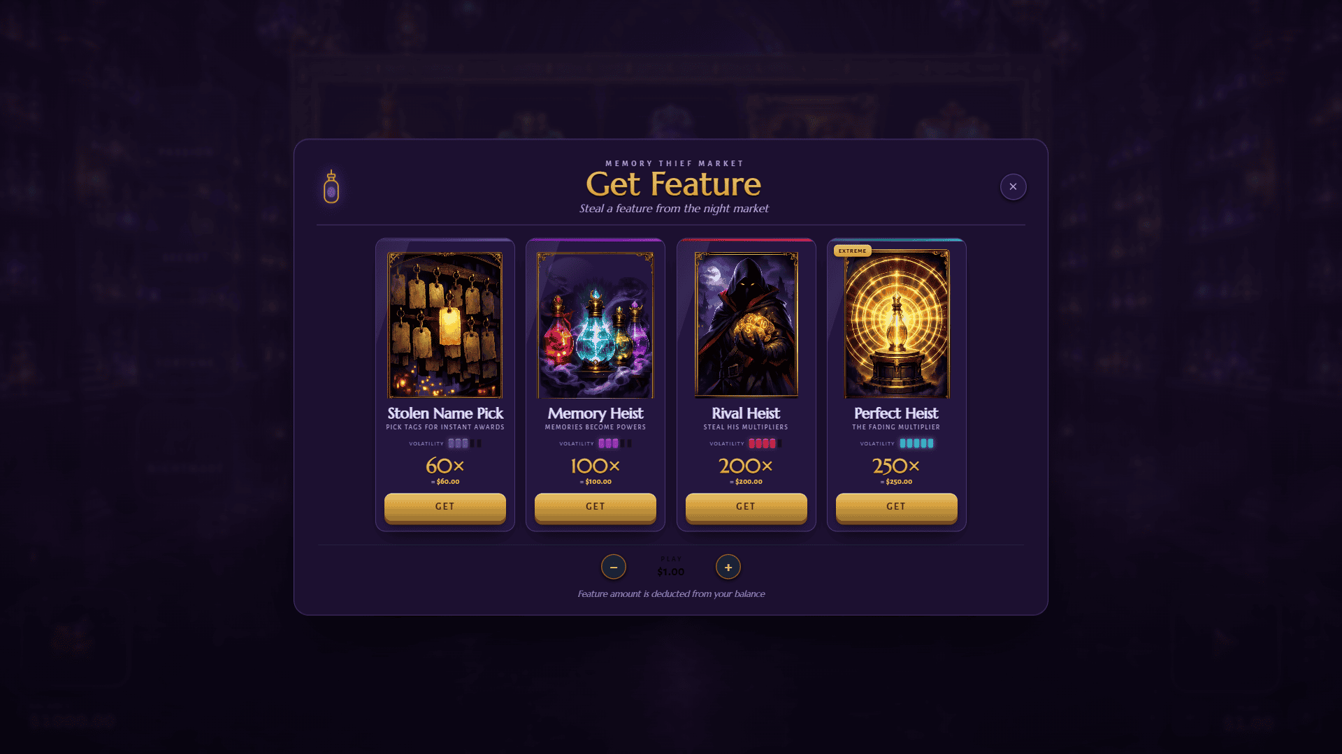 Memory Thief Market bonus buy menu