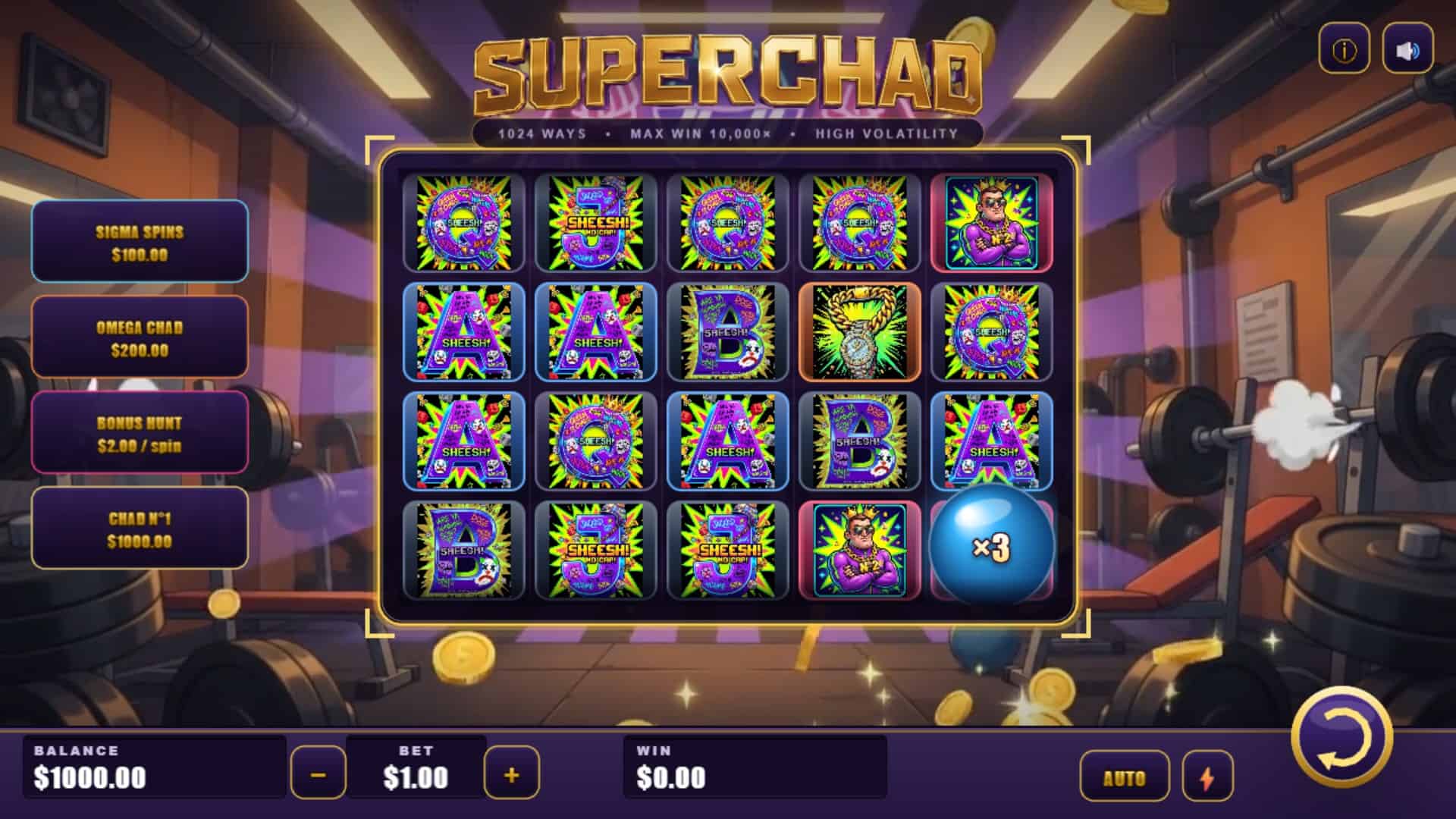 SuperChad slot gameplay reels