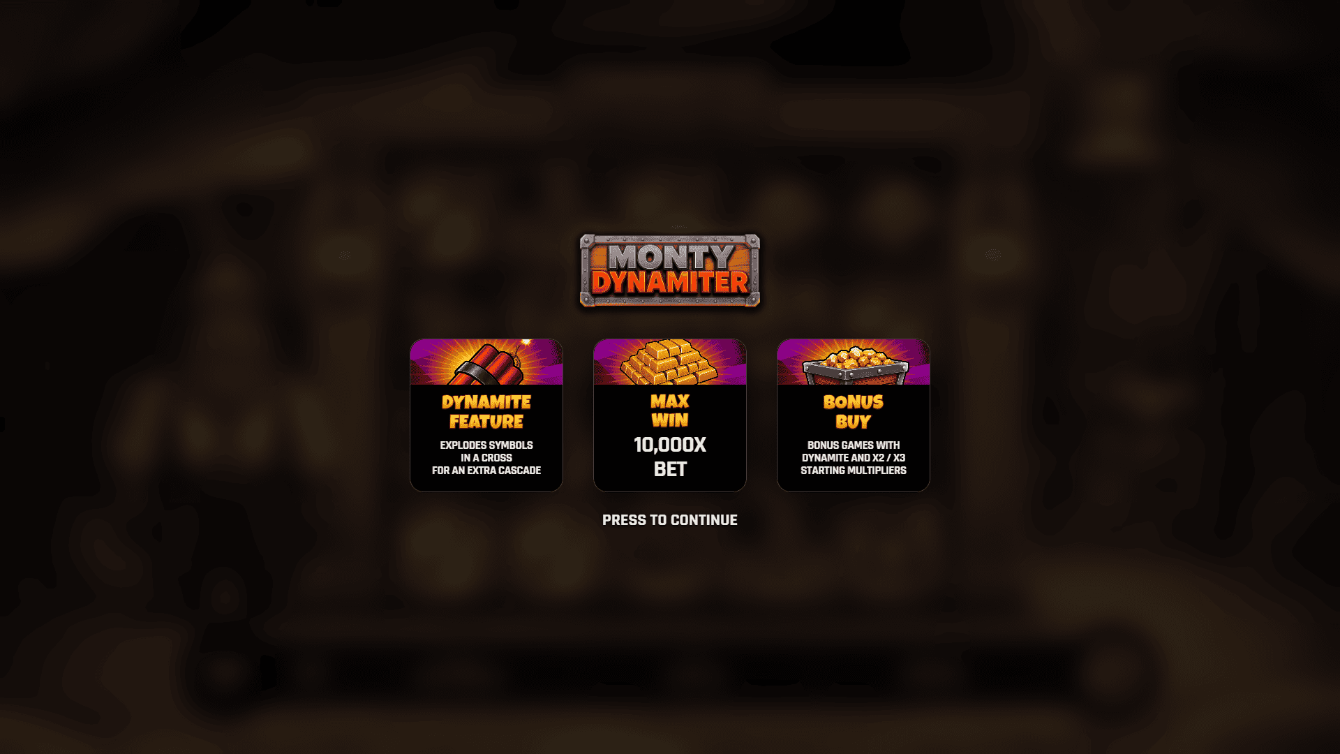 Monty Dynamiter slot intro screen