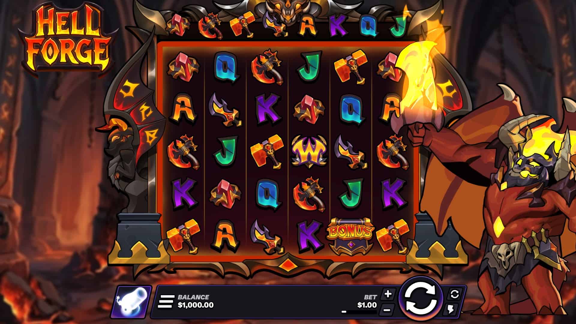Hell Forge Cluster Pays slot gameplay reels