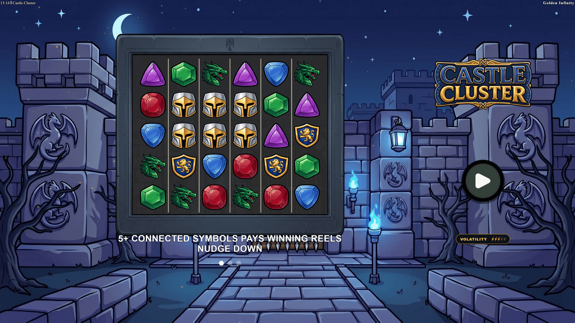 Castle Cluster slot intro screen